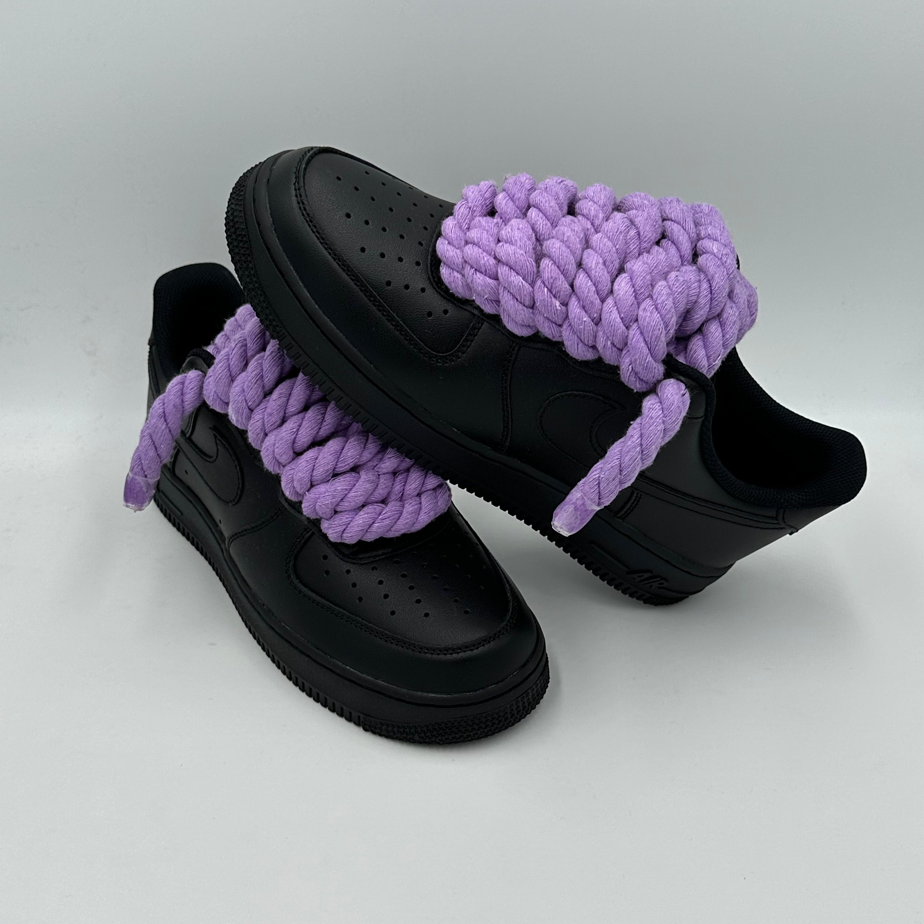 Nike Air Force 1 Black “rope Laces Purple” Ev8 Style 9997