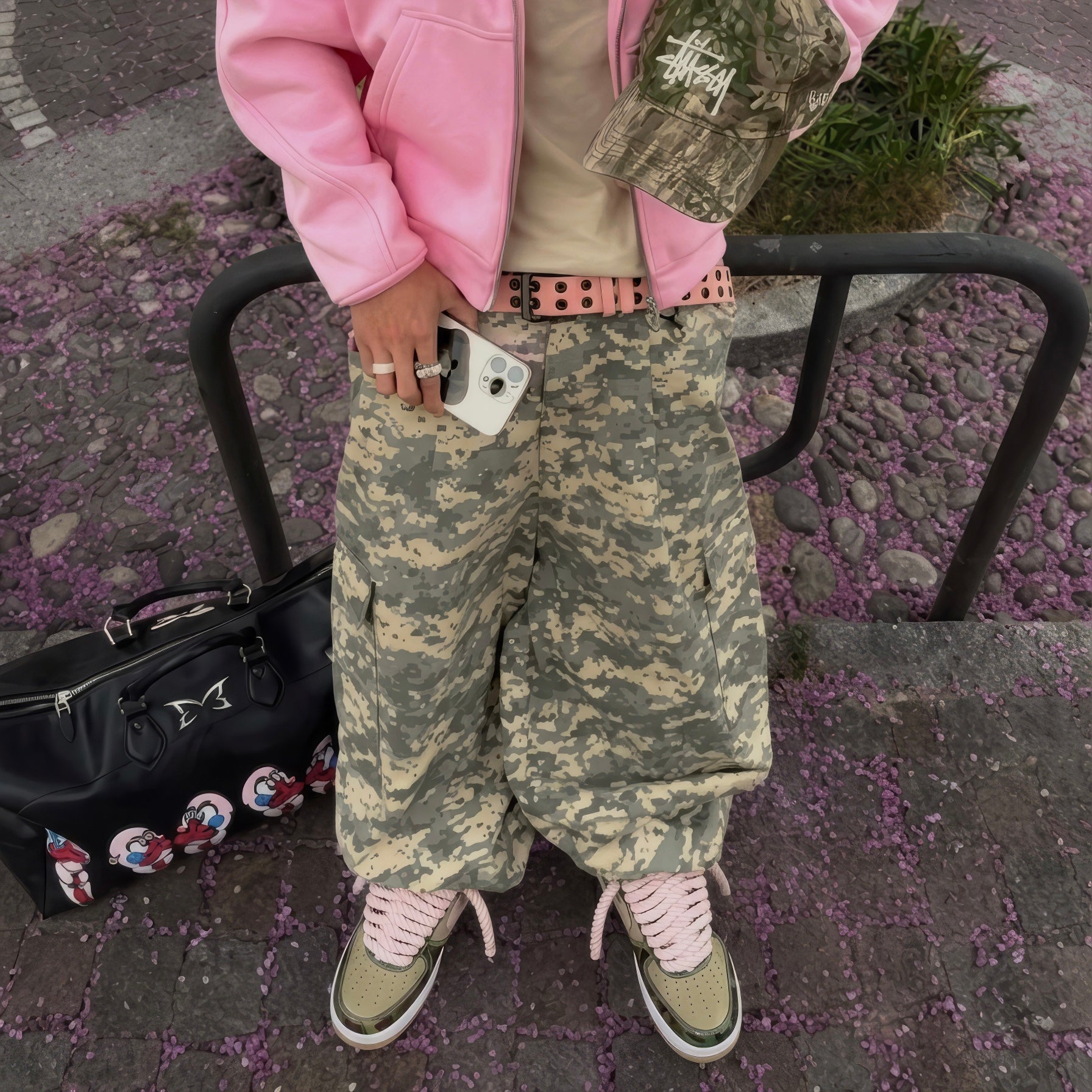 Nike Air Force 1 Military Camo "Rope Laces Pink" V1