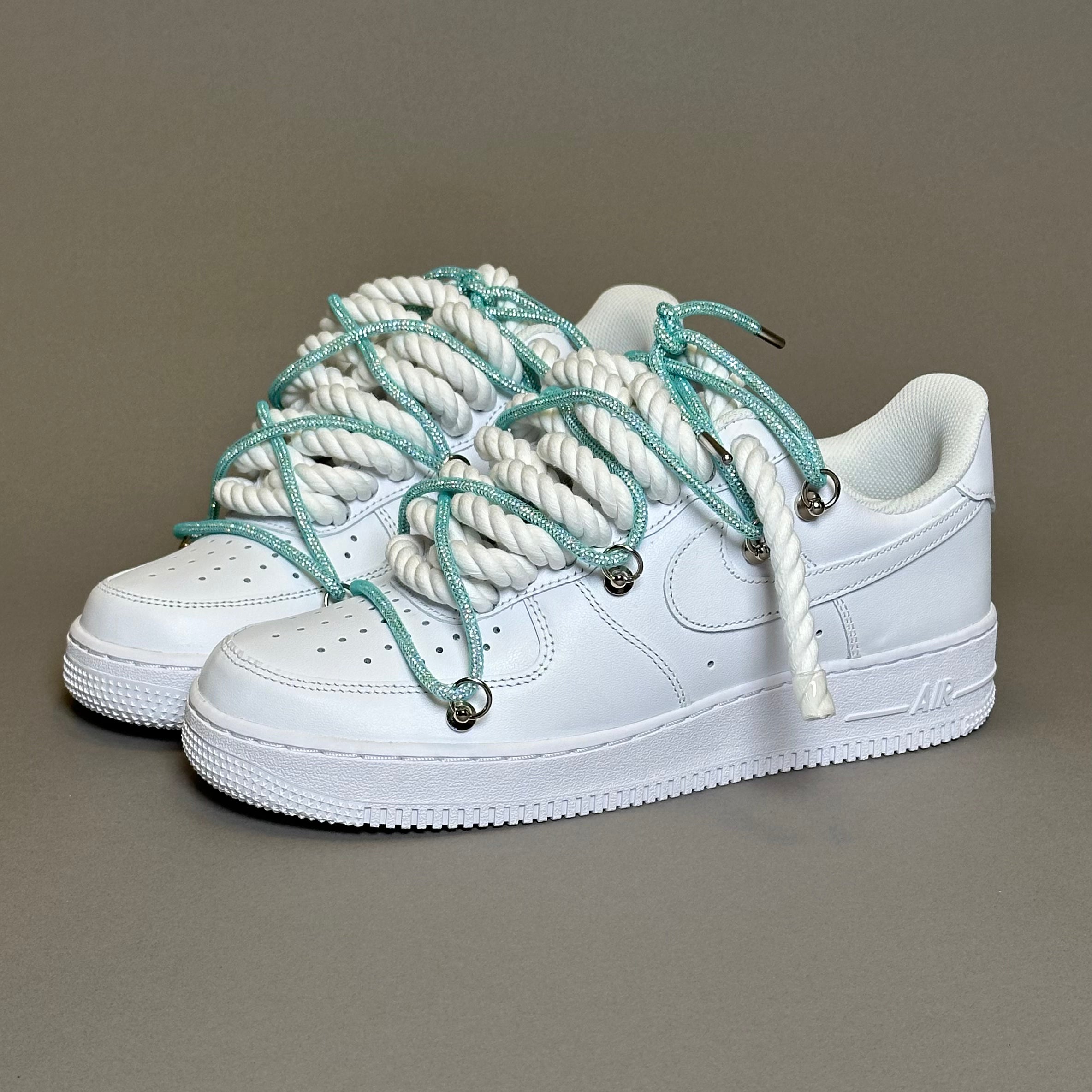 Nike Air Force 1 “Rope Laces White” Triple Swarovski Light Blue V1