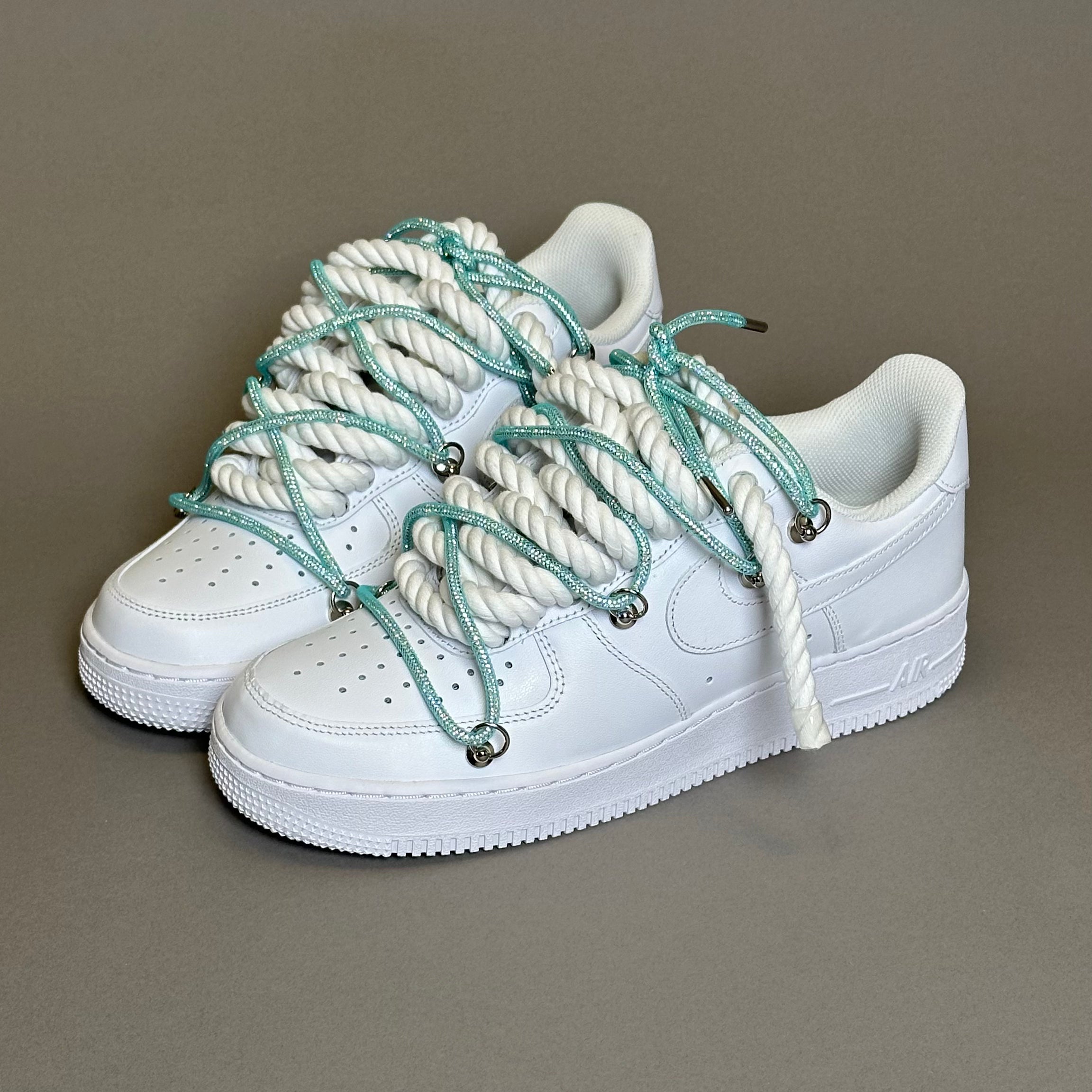 Nike Air Force 1 “Rope Laces White” Triple Swarovski Light Blue V1