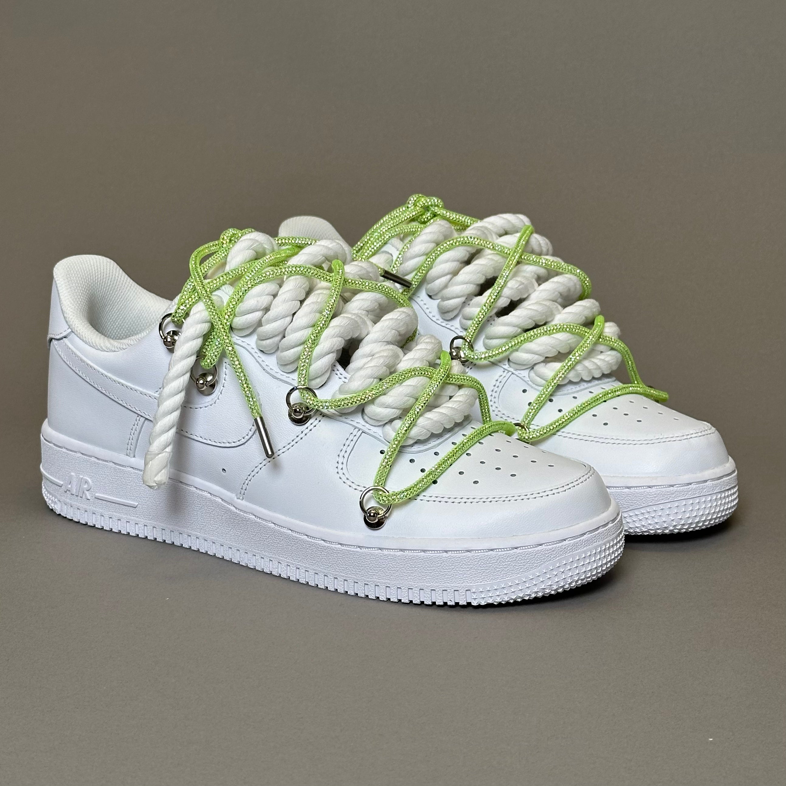 Nike Air Force 1 “Rope Laces White” Triple Swarovski Green V1