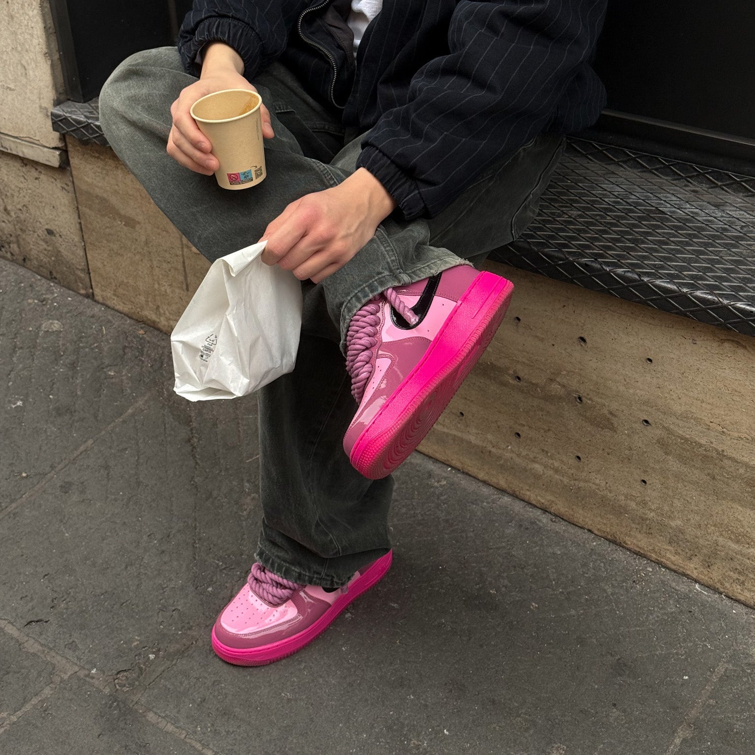 Nike Air Force 1 Patent Fucsia "Rope Laces" V1