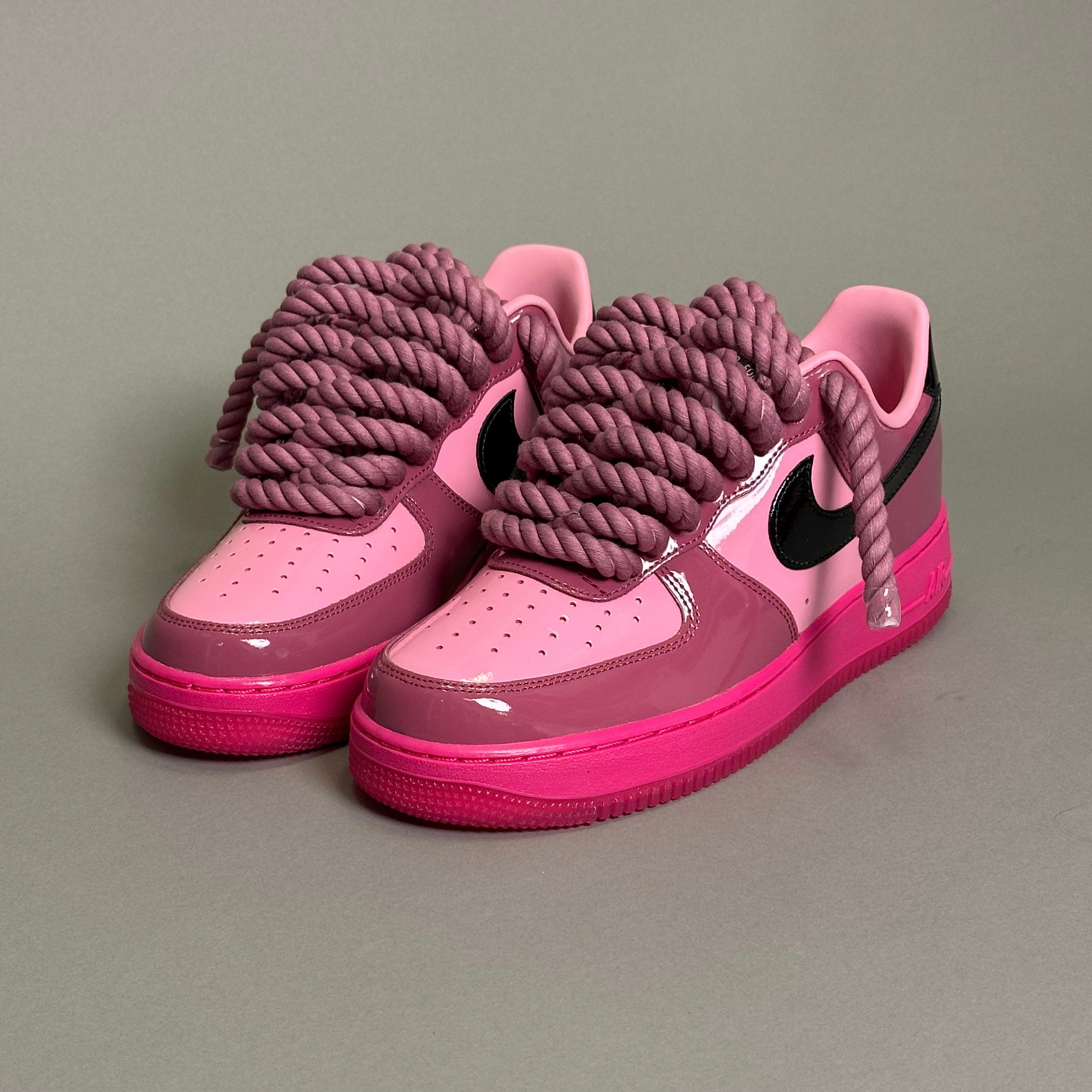 Nike Air Force 1 Patent Fucsia "Rope Laces" V1