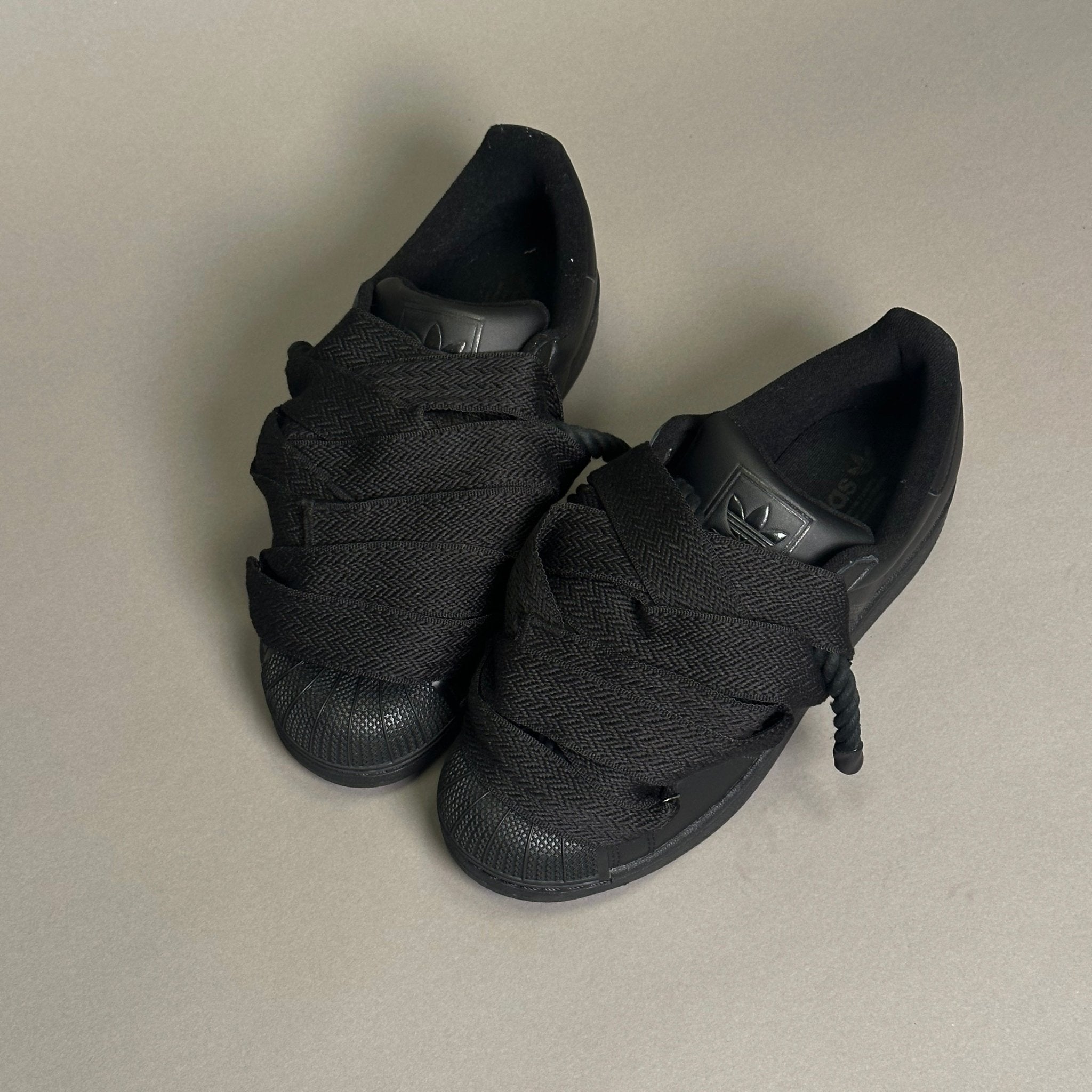 Adidas SuperStar Black "Lanvin Rope Laces" - EV8 Style