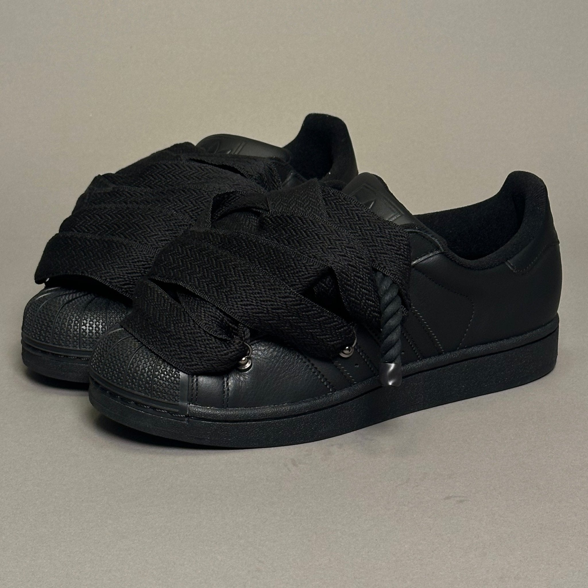 Adidas SuperStar Black "Lanvin Rope Laces" - EV8 Style