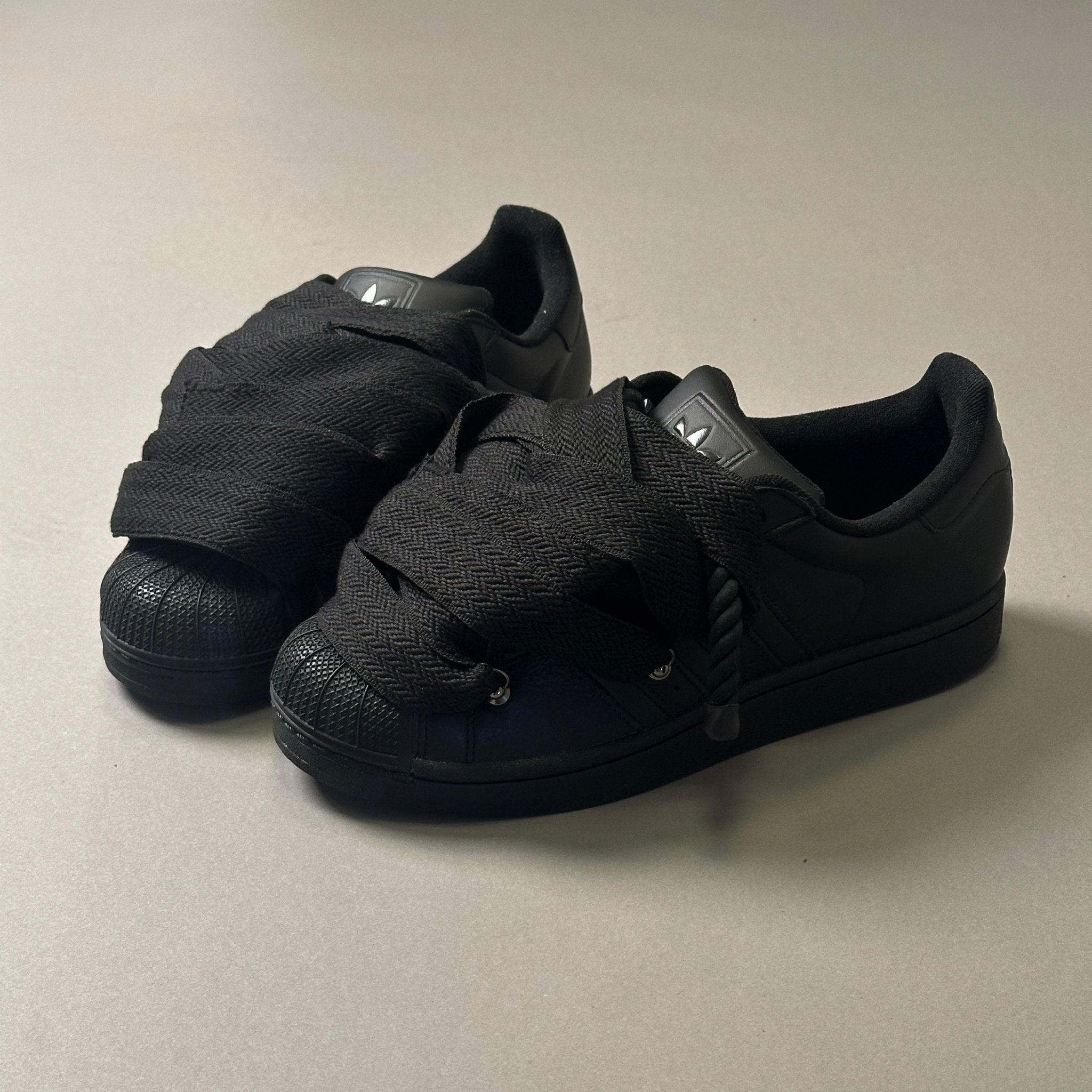 Adidas SuperStar Black "Lanvin Rope Laces" - EV8 Style