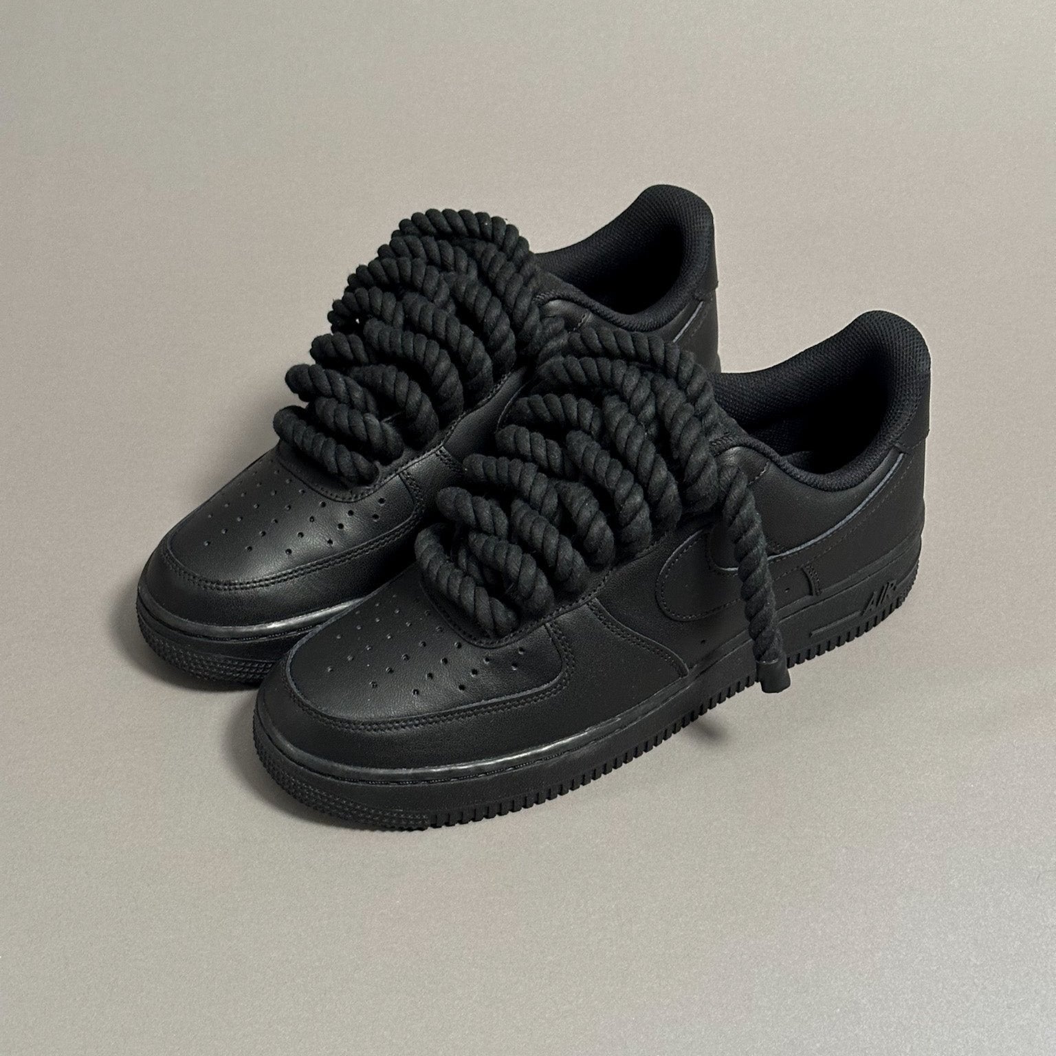 Nike Air Force 1 Black “Rope Laces Black” V1 - EV8 Style