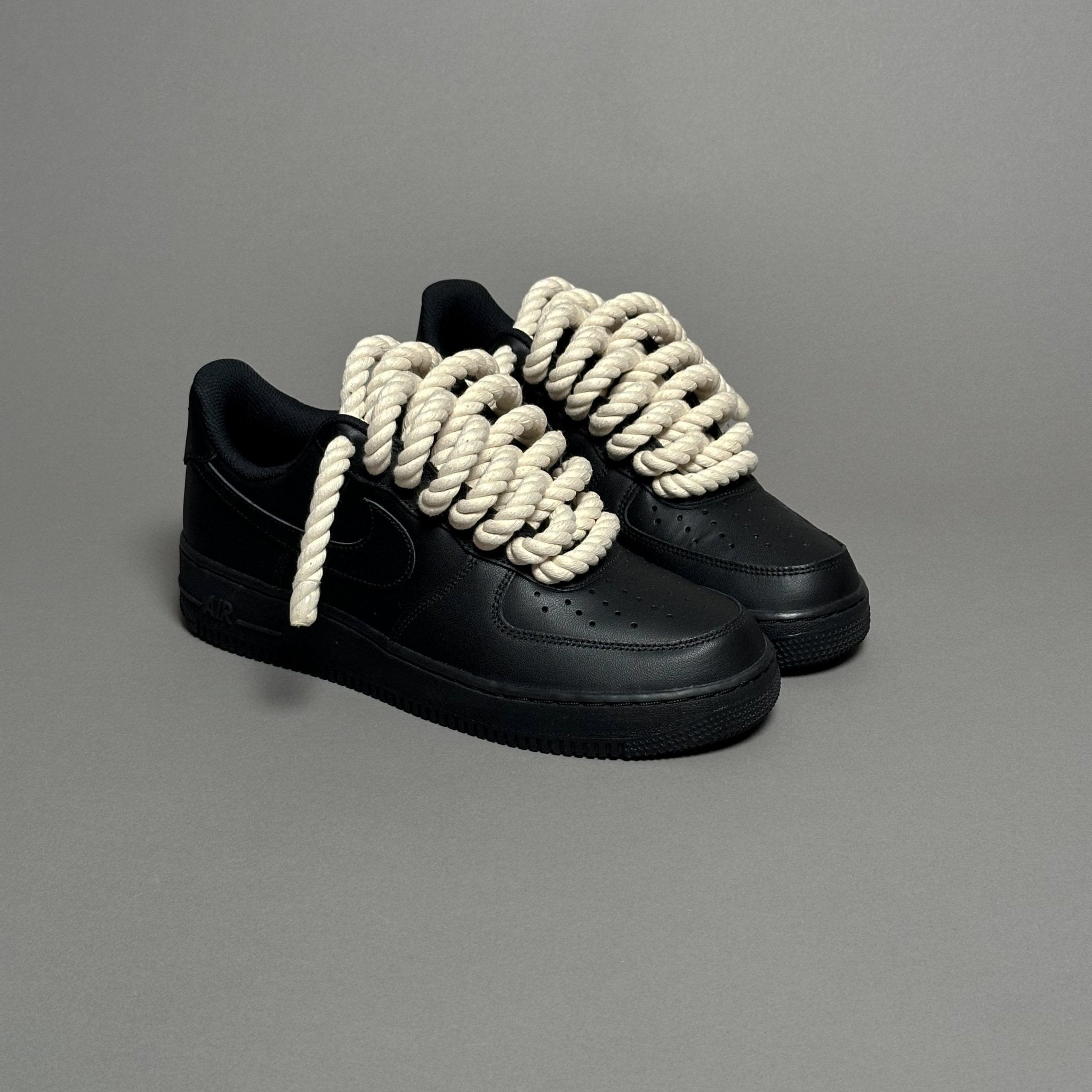 Nike Air Force 1 Black “Rope Laces Cream” V1 - EV8 Style