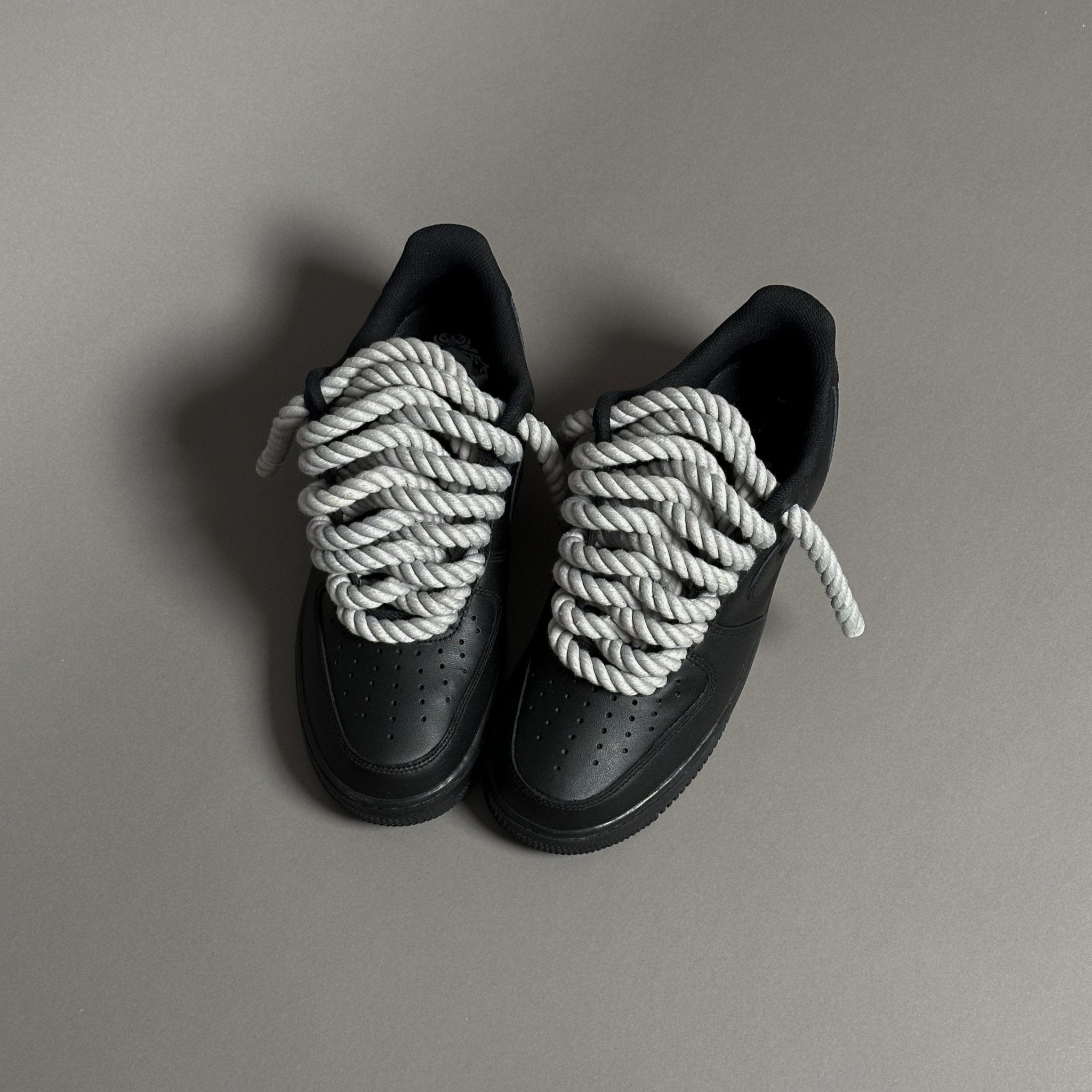 Nike Air Force 1 Black “Rope Laces Grey Tint” V1 - EV8 Style