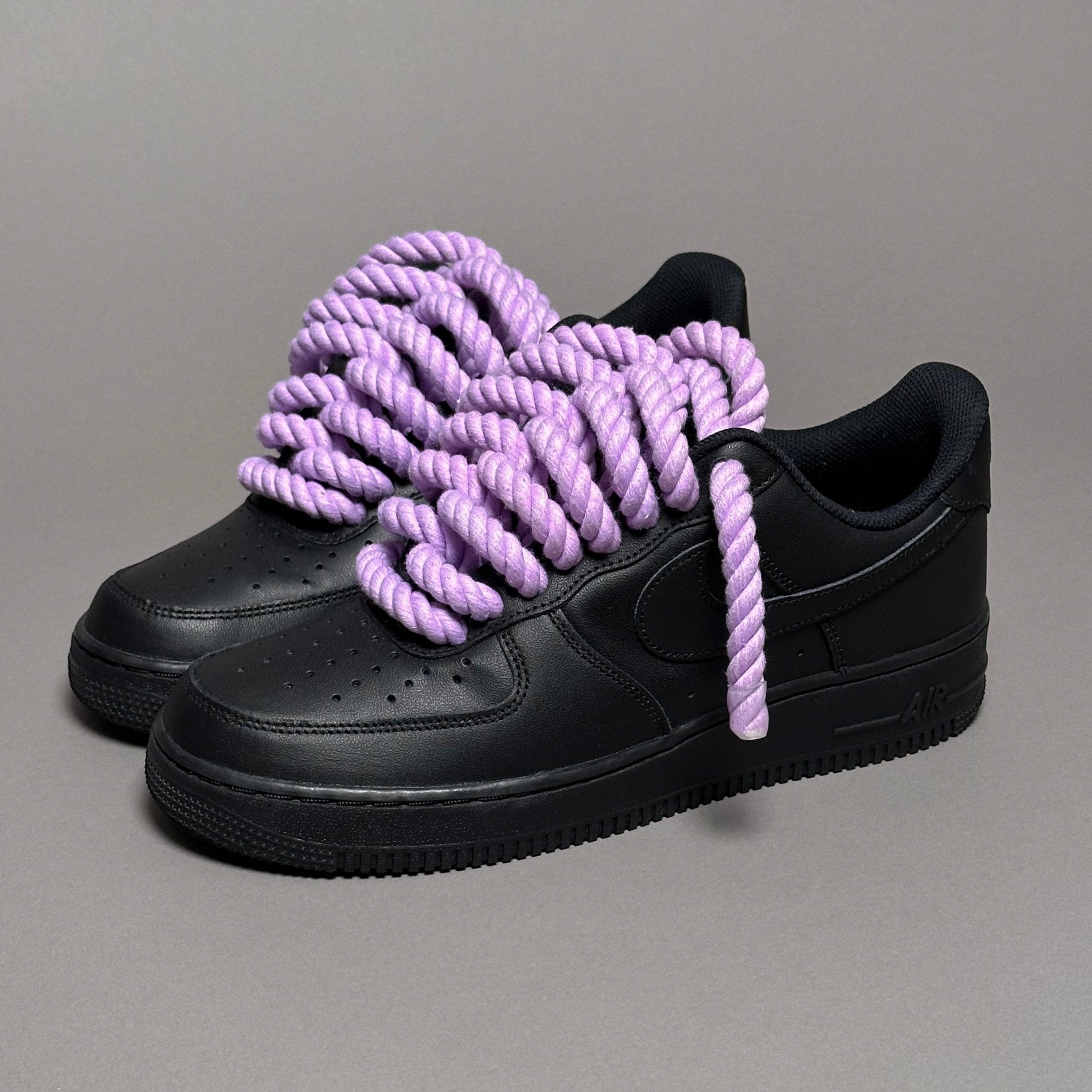 Nike Air Force 1 Black “Rope Laces Purple Tint” V1 - EV8 Style