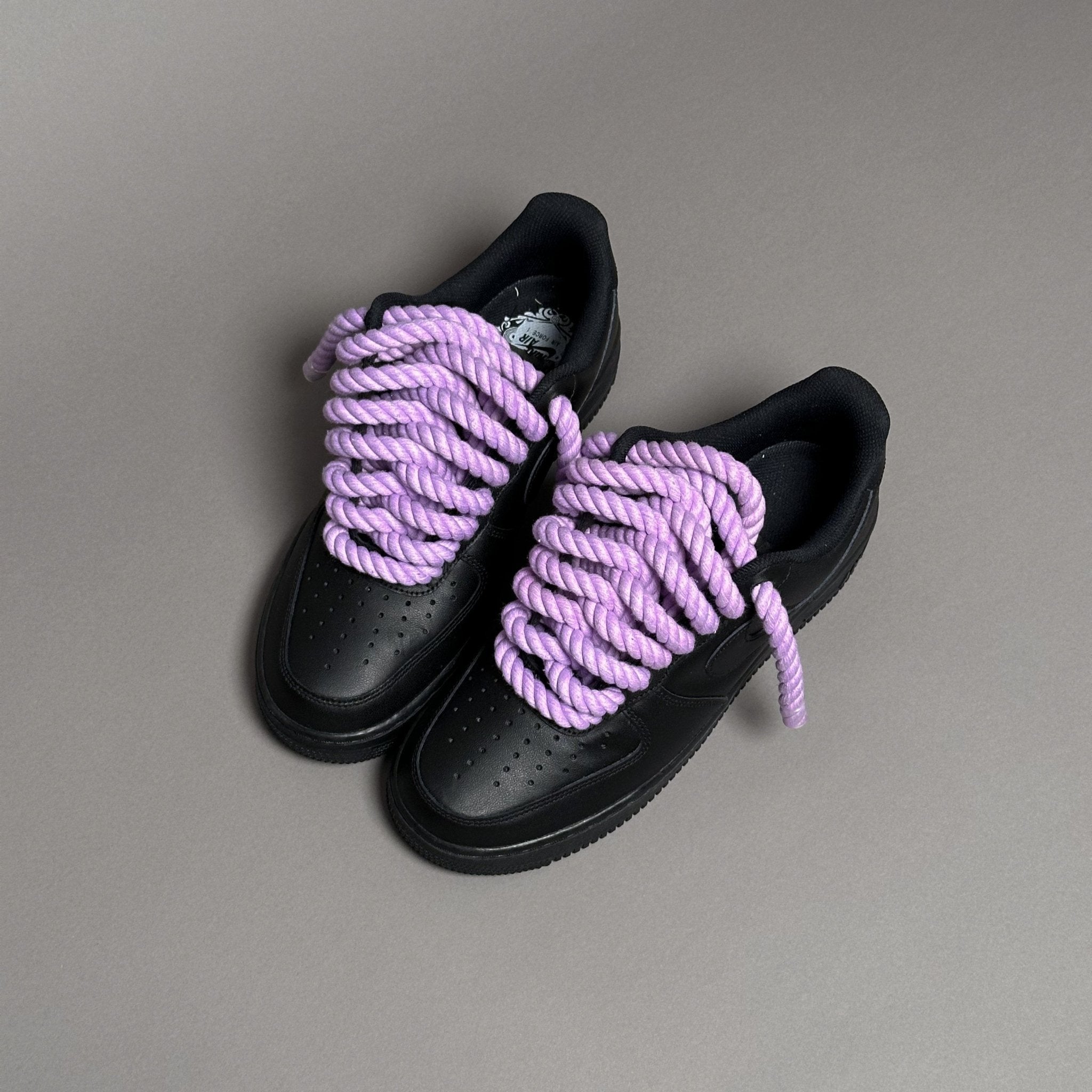 Nike Air Force 1 Black “Rope Laces Purple Tint” V1 - EV8 Style