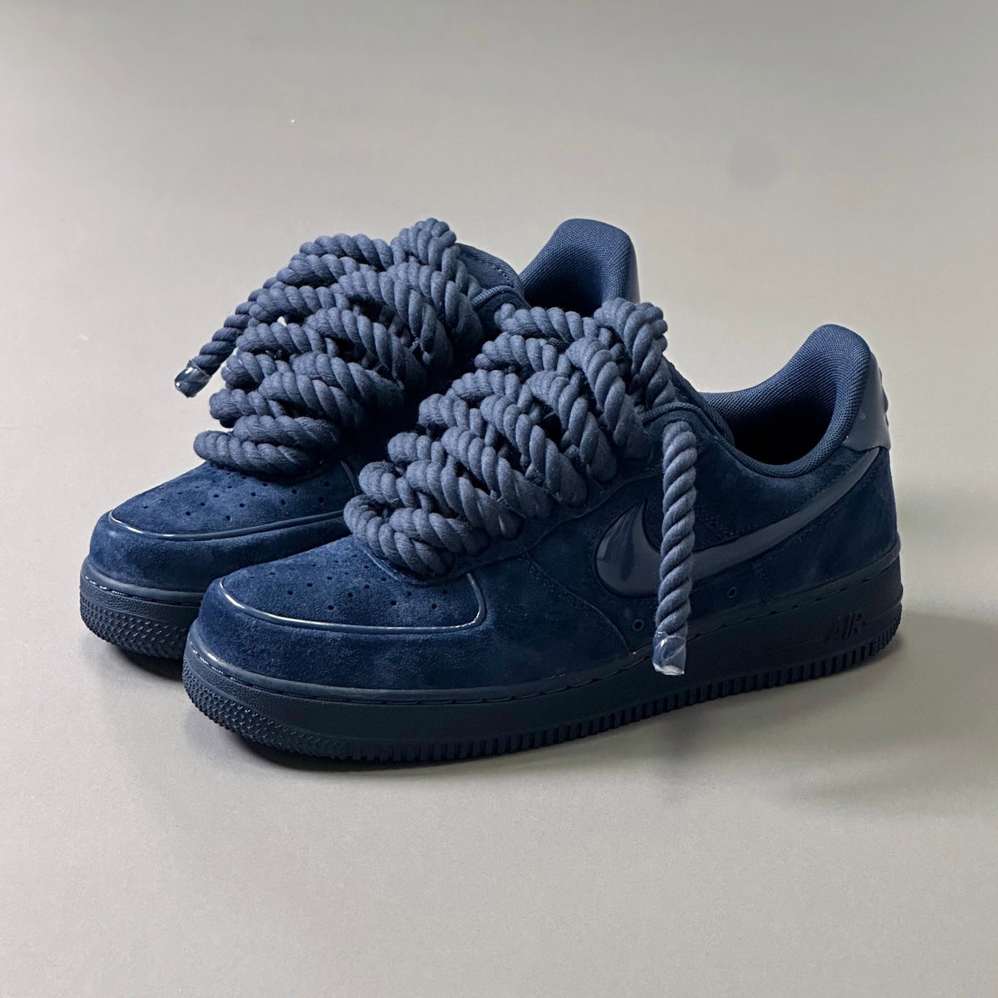 Nike Air Force 1 Blue Suede "Rope Laces" V1 - EV8 Style