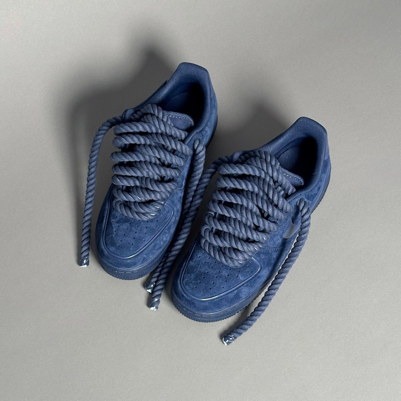 Nike Air Force 1 Blue Suede "Rope Laces" V2 - EV8 Style