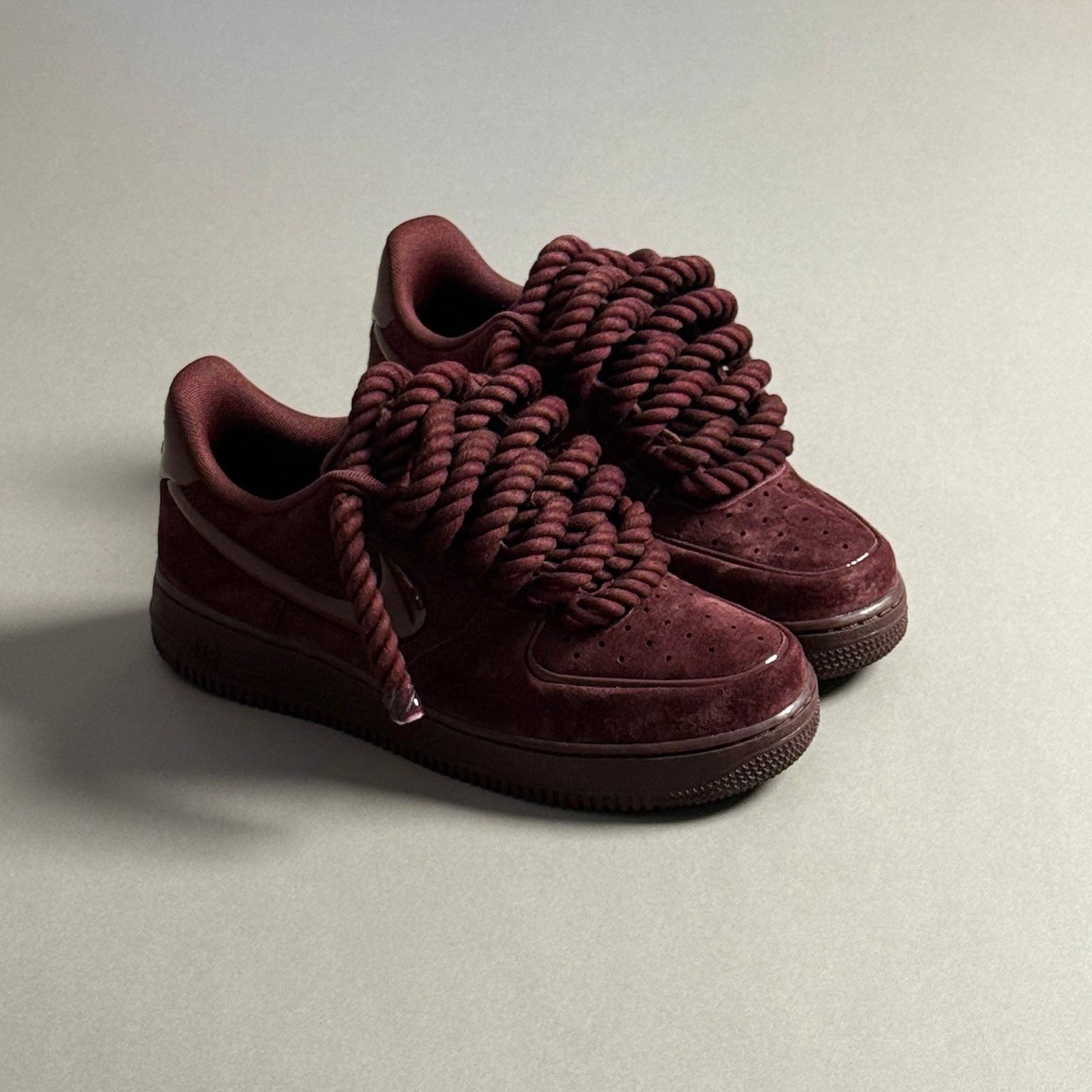 Nike Air Force 1 Bordeaux Suede "Rope Laces" V1 - EV8 Style
