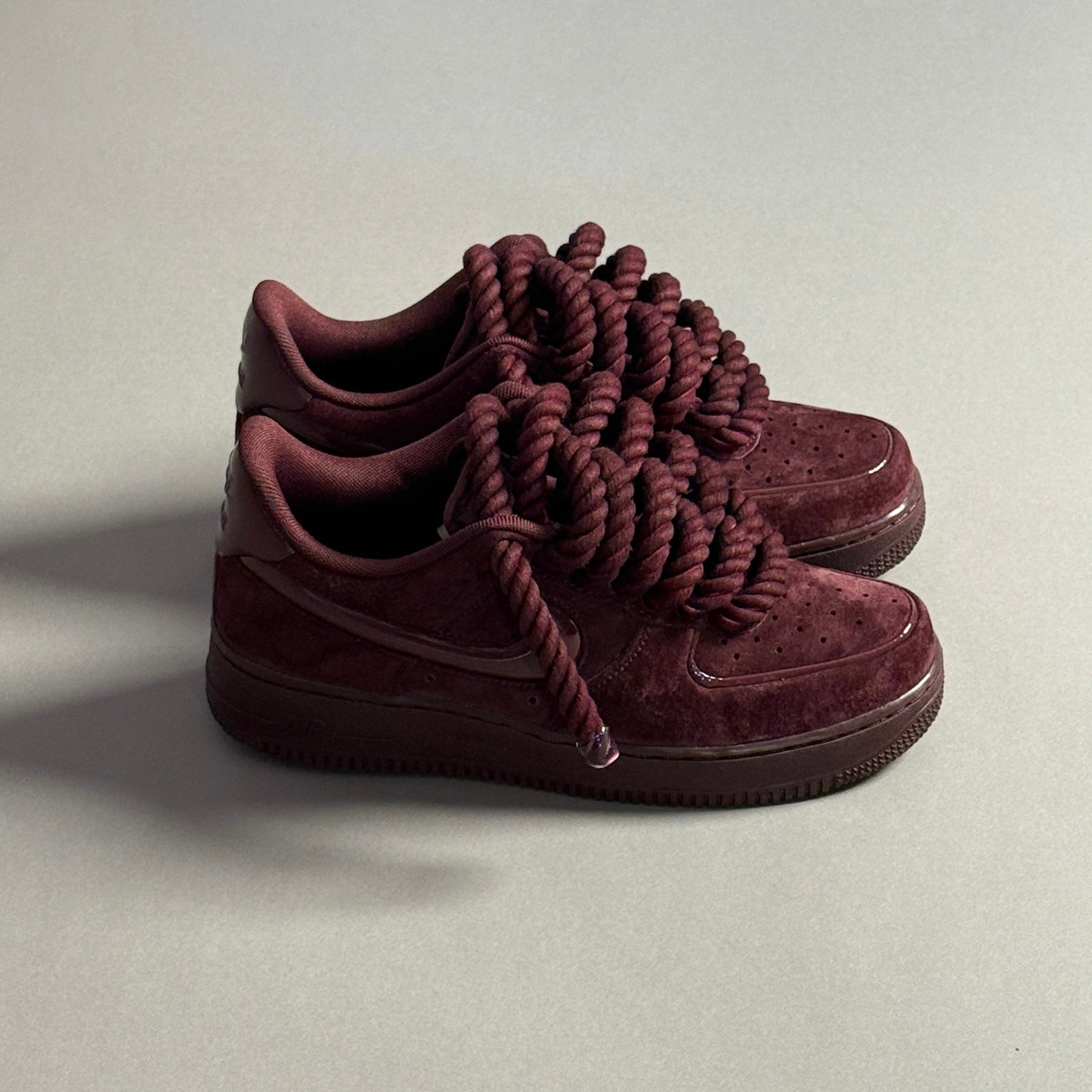 Nike Air Force 1 Bordeaux Suede "Rope Laces" V1 - EV8 Style