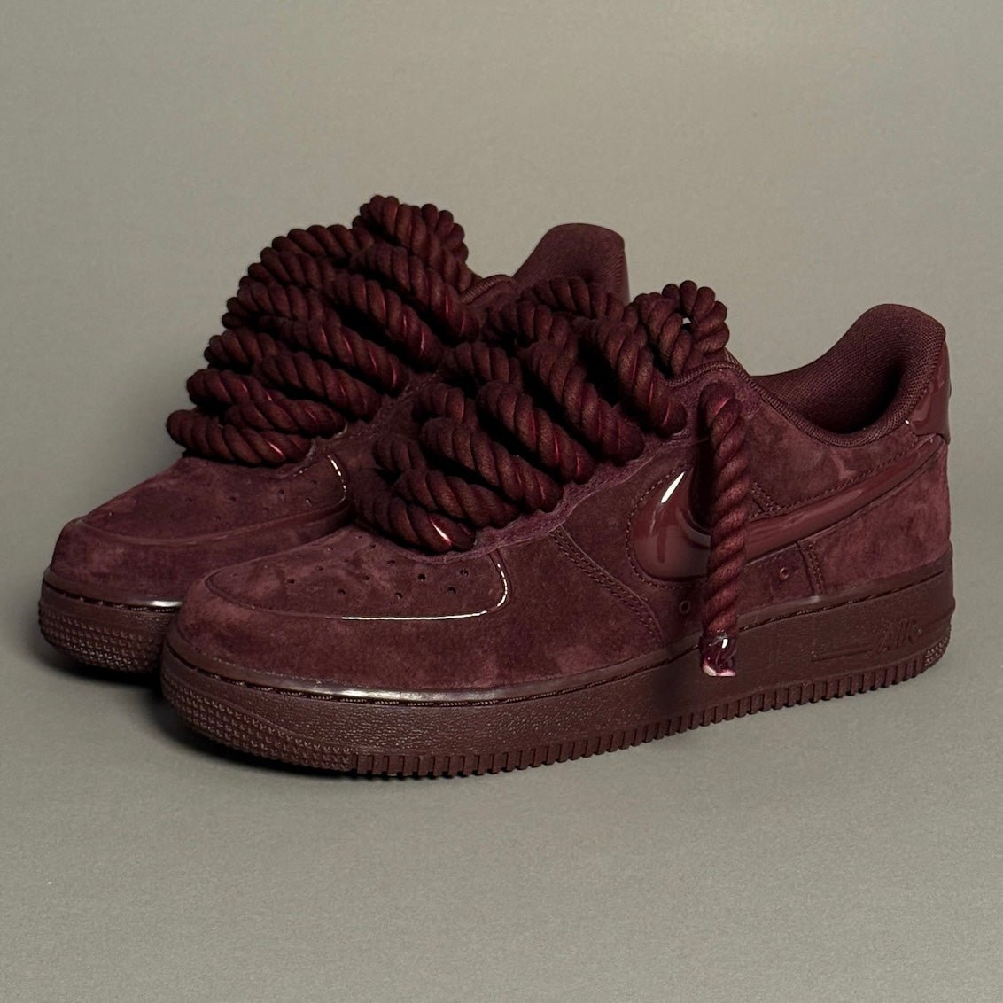 Nike Air Force 1 Bordeaux Suede "Rope Laces" V1 - EV8 Style