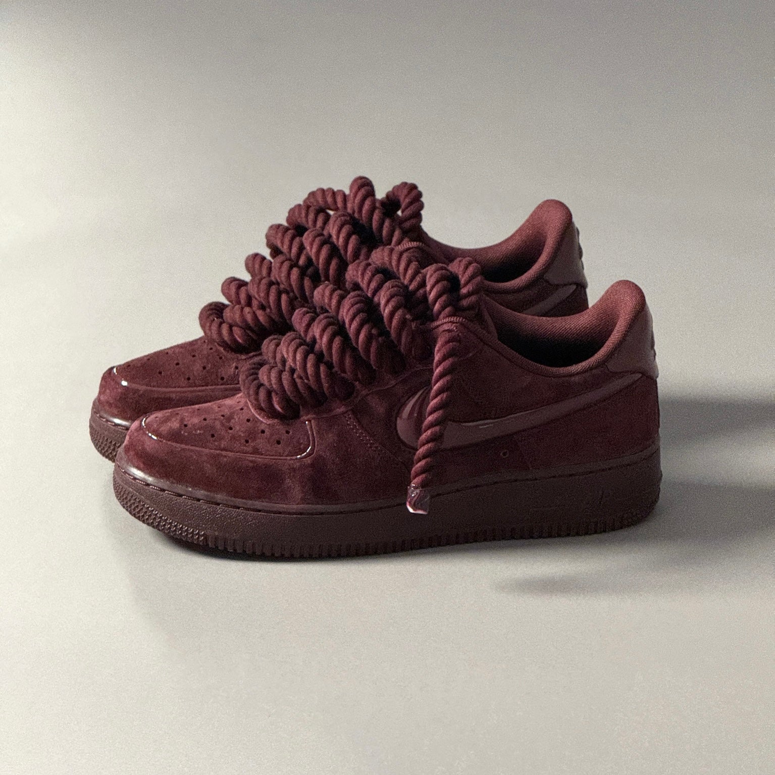 Nike Air Force 1 Bordeaux Suede "Rope Laces" V1 - EV8 Style