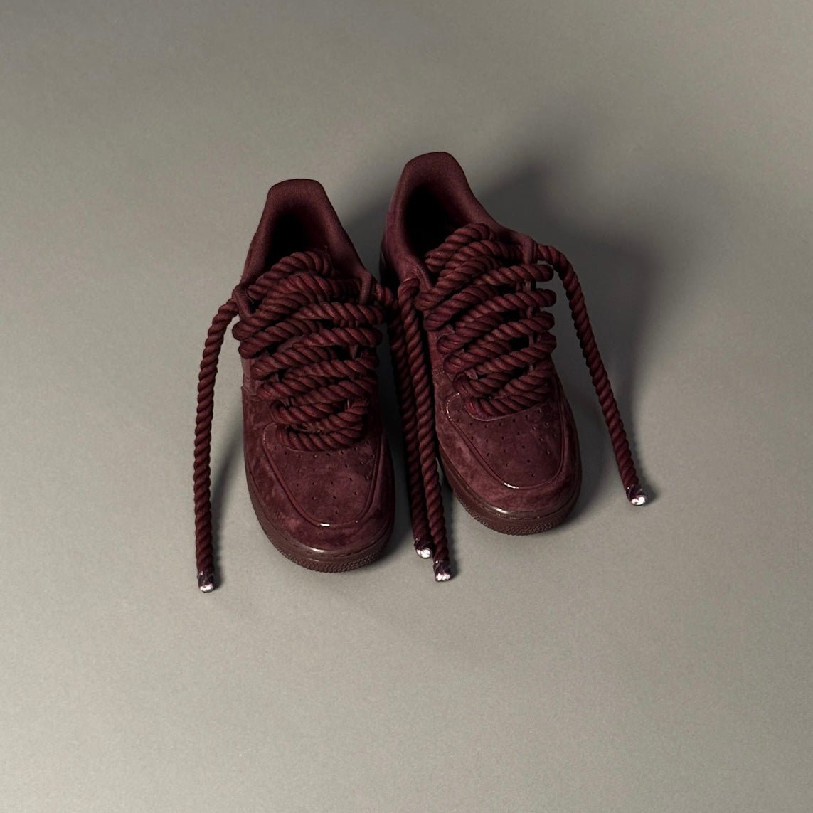 Nike Air Force 1 Bordeaux Suede "Rope Laces" V2 - EV8 Style