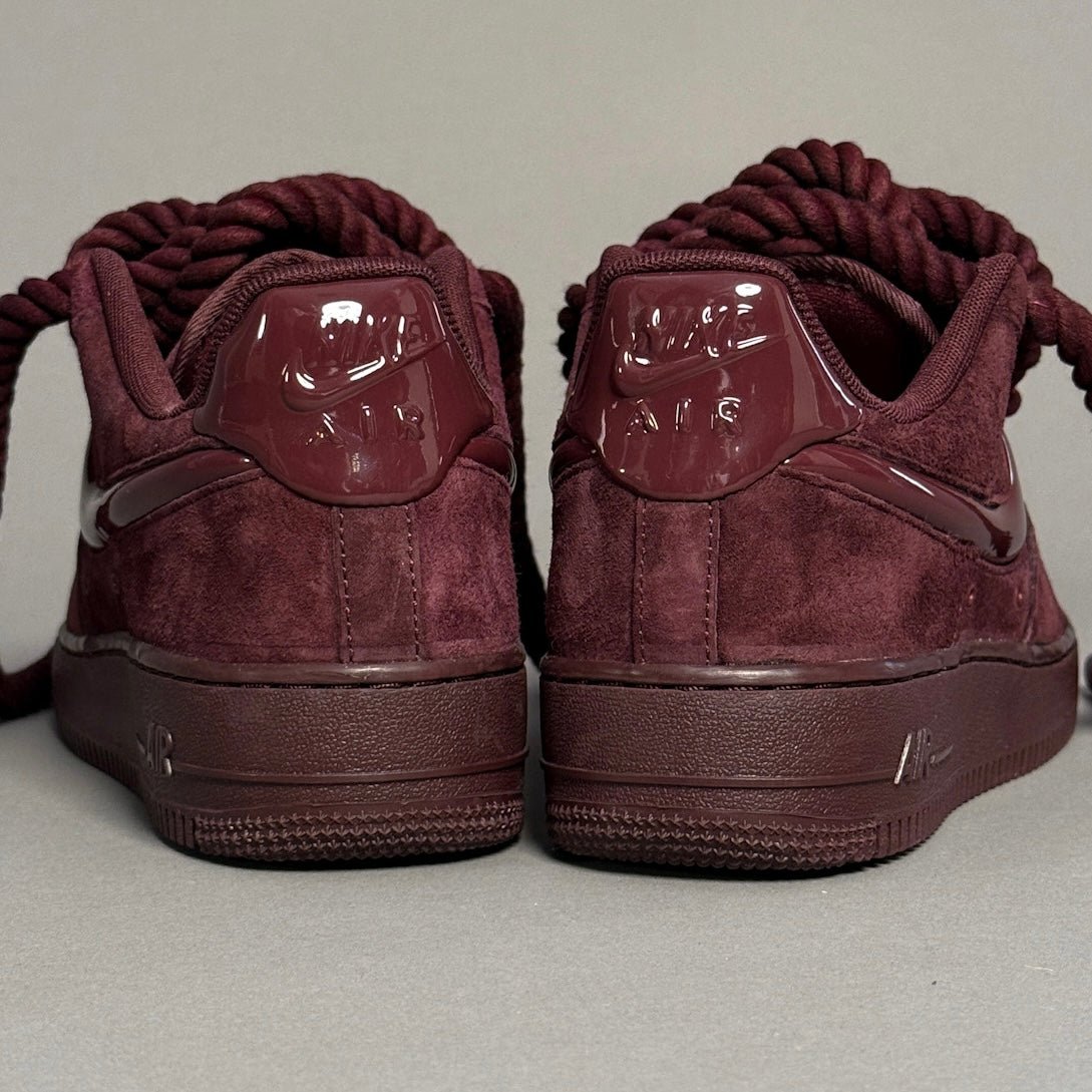 Nike Air Force 1 Bordeaux Suede "Rope Laces" V2 - EV8 Style