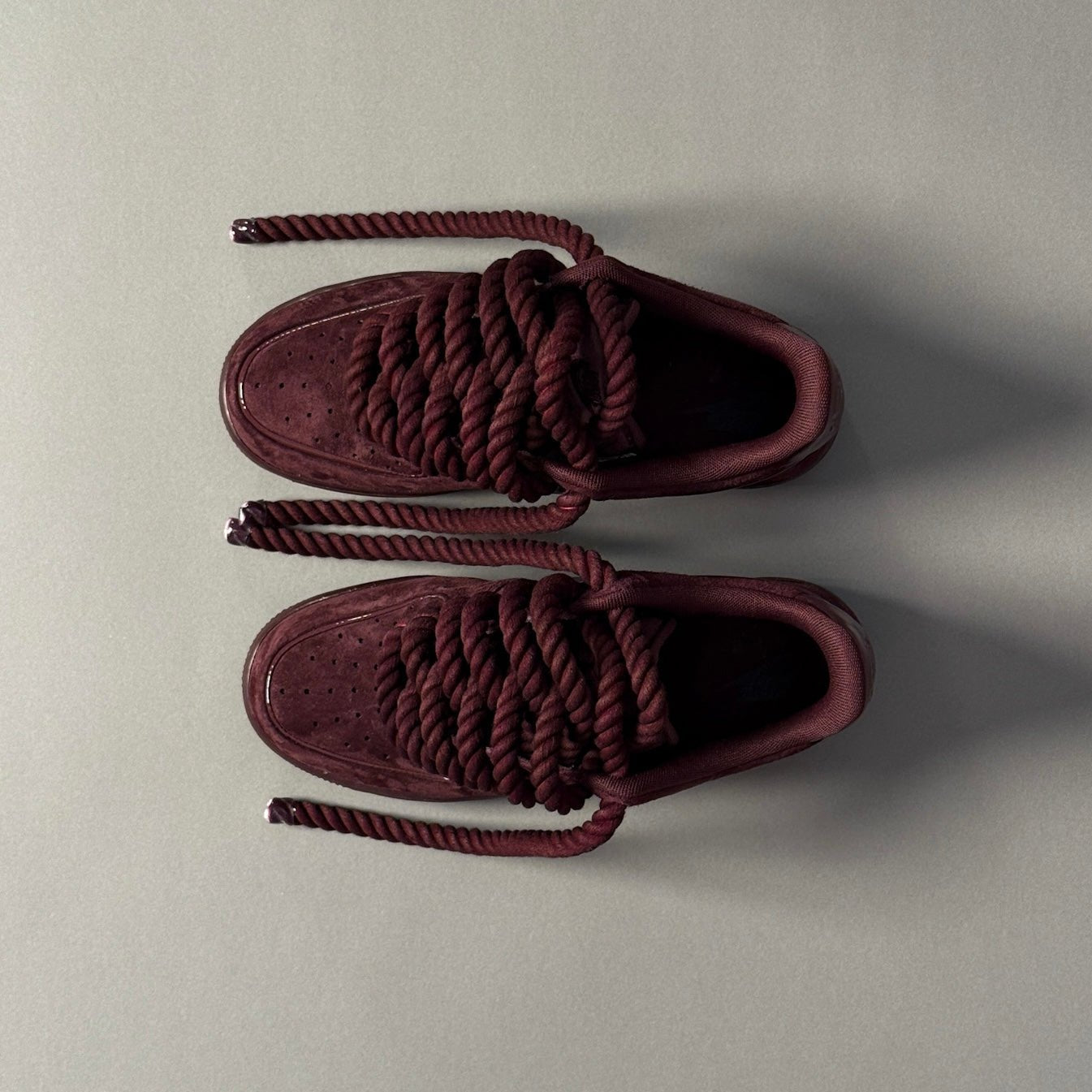 Nike Air Force 1 Bordeaux Suede "Rope Laces" V2 - EV8 Style