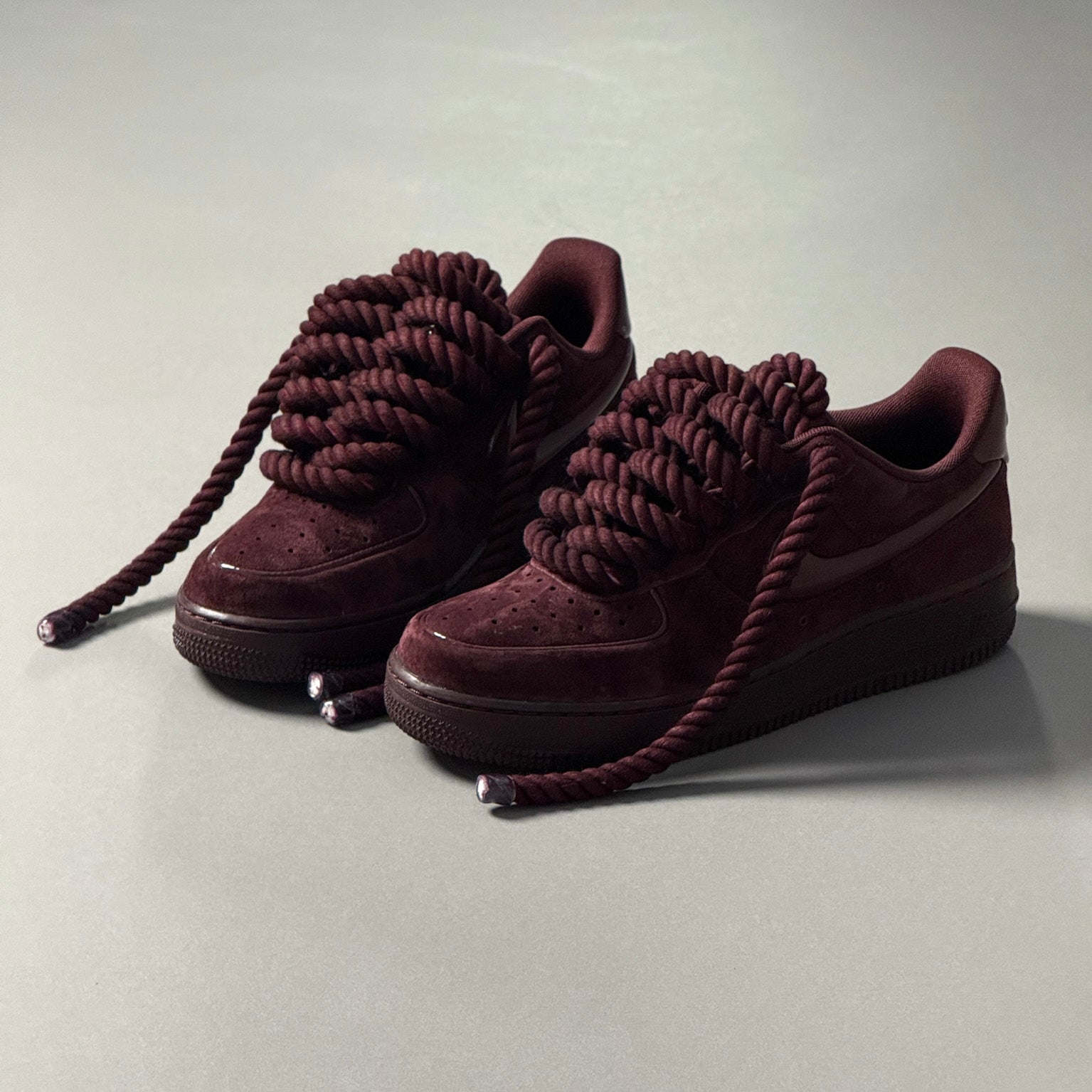 Nike Air Force 1 Bordeaux Suede "Rope Laces" V2 - EV8 Style