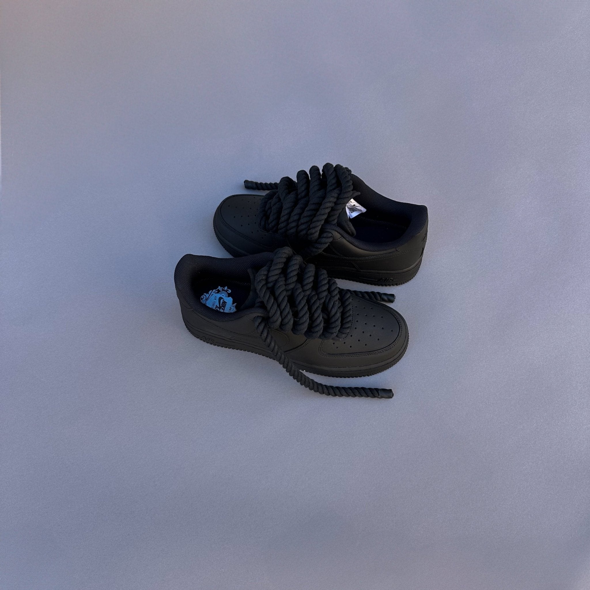 Nike Air Force 1 Matte Black "Rope Laces Black" V2 - EV8 Style