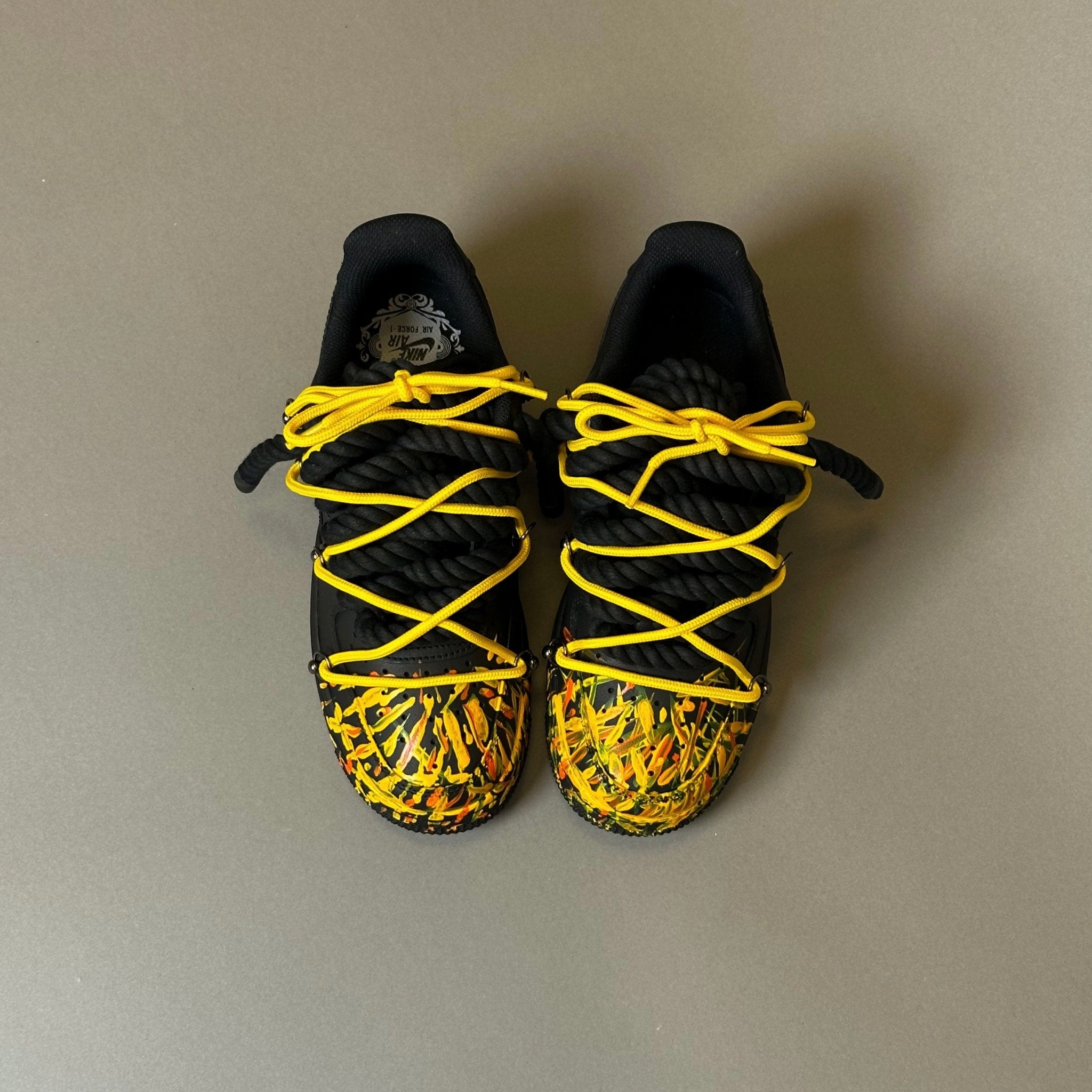 Nike Air Force 1 Matte “Rope Laces Black” Triple Unc Gold - EV8 Style