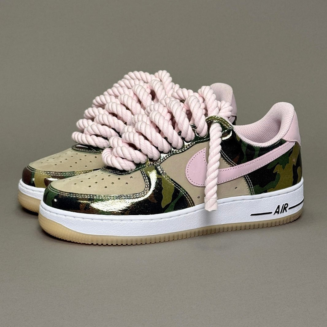 Nike Air Force 1 Military Camo "Rope Laces Pink" V1 - EV8 Style