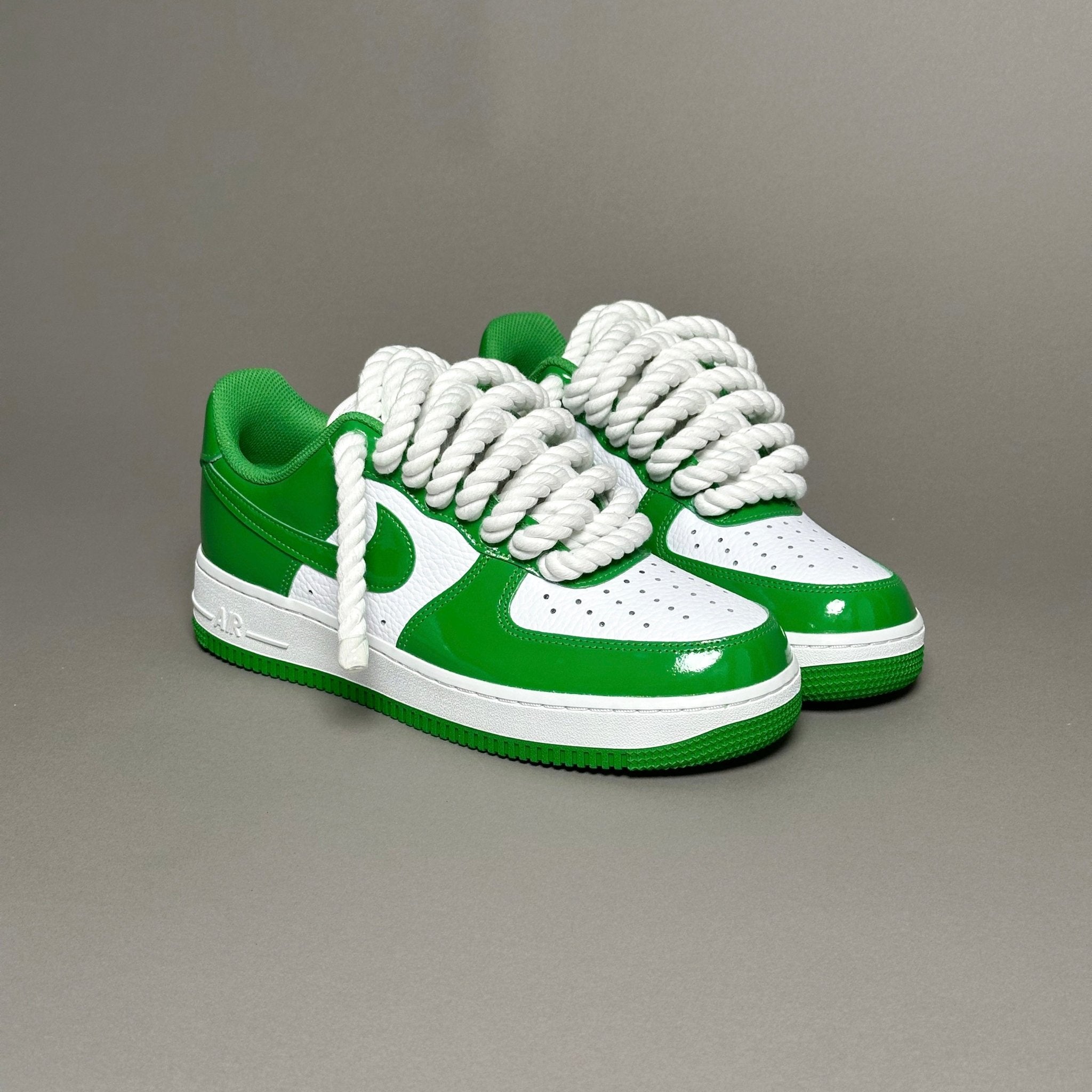 Nike Air Force 1 Patent Green "Rope Laces White" V1 - EV8 Style