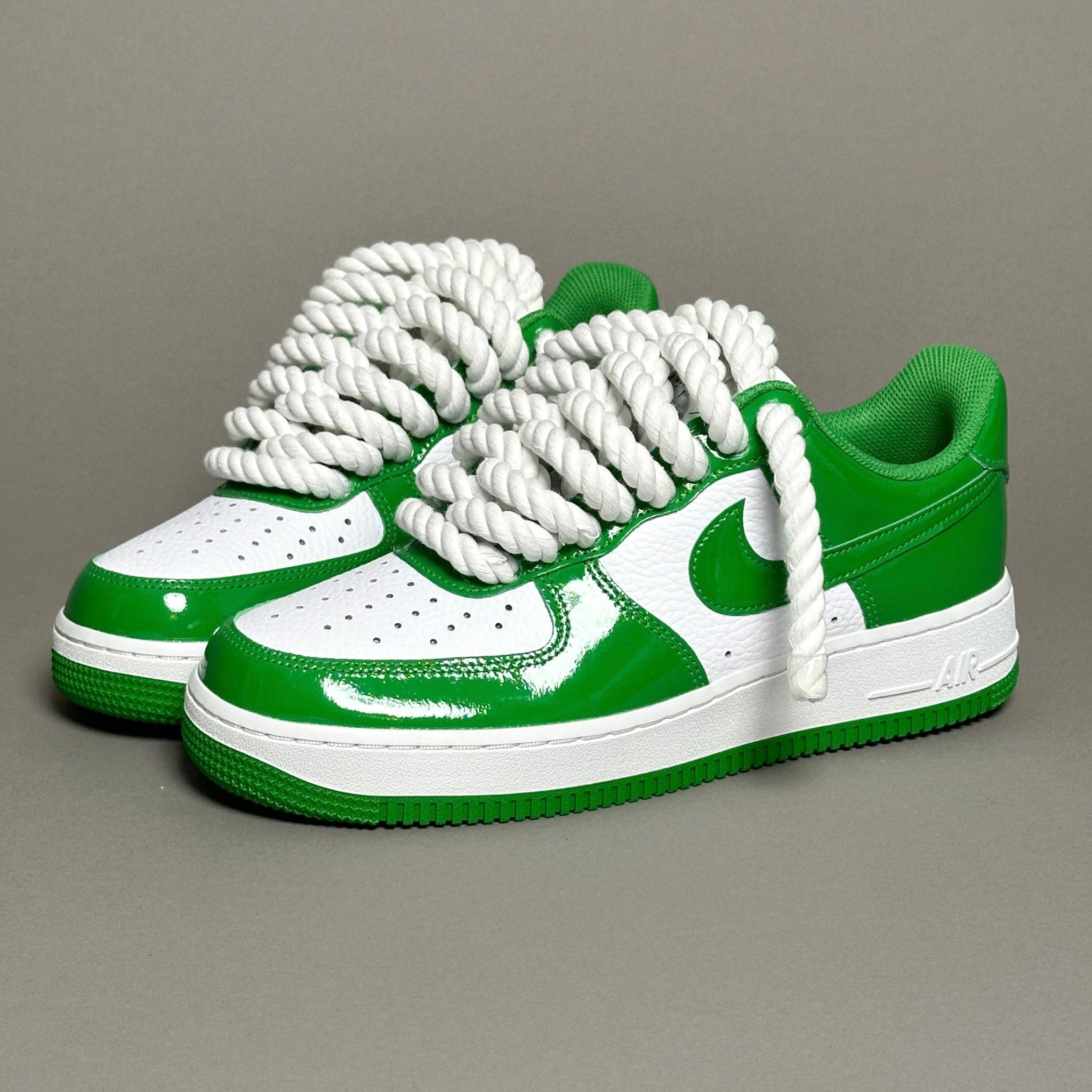 Nike Air Force 1 Patent Green "Rope Laces White" V1 - EV8 Style