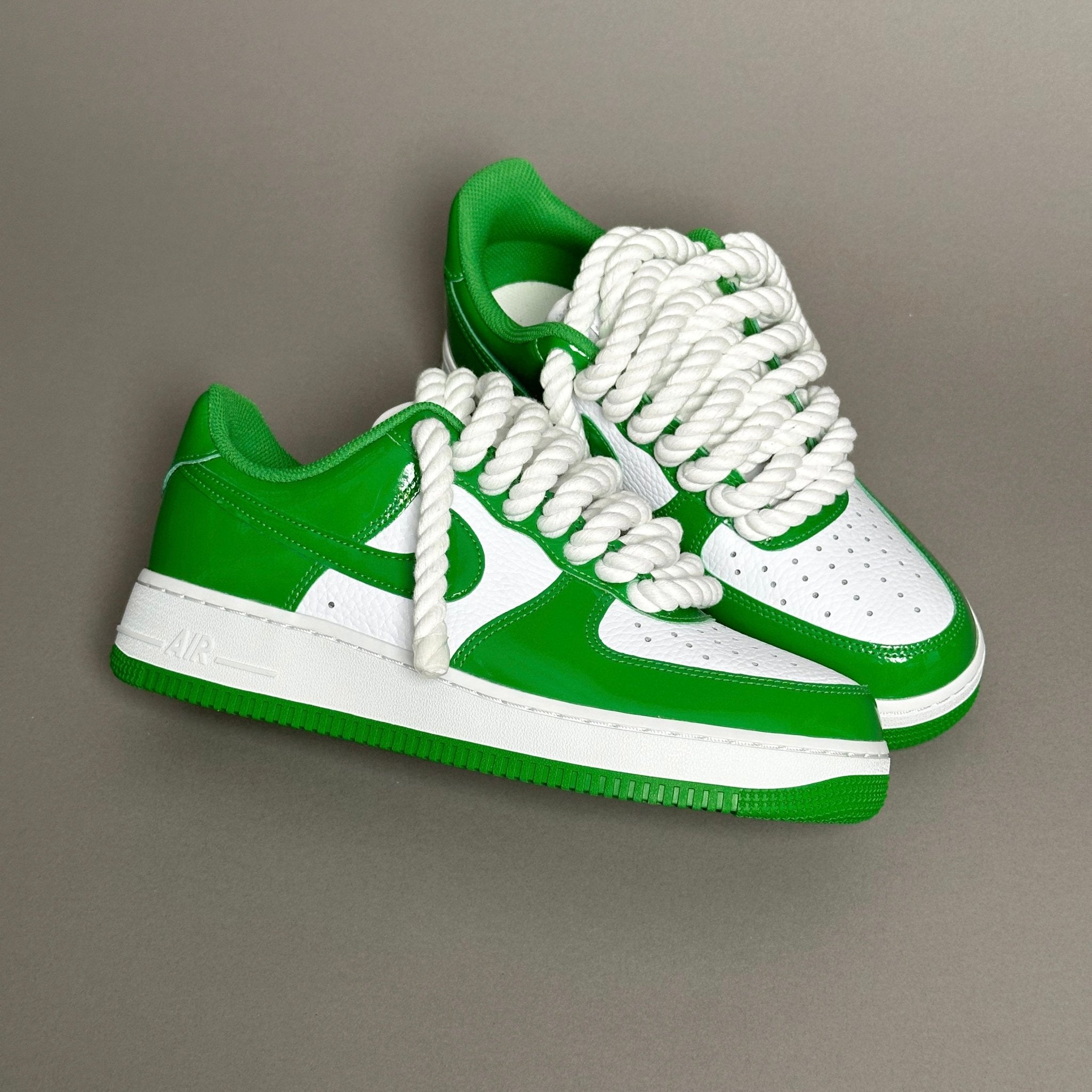 Nike Air Force 1 Patent Green "Rope Laces White" V1 - EV8 Style