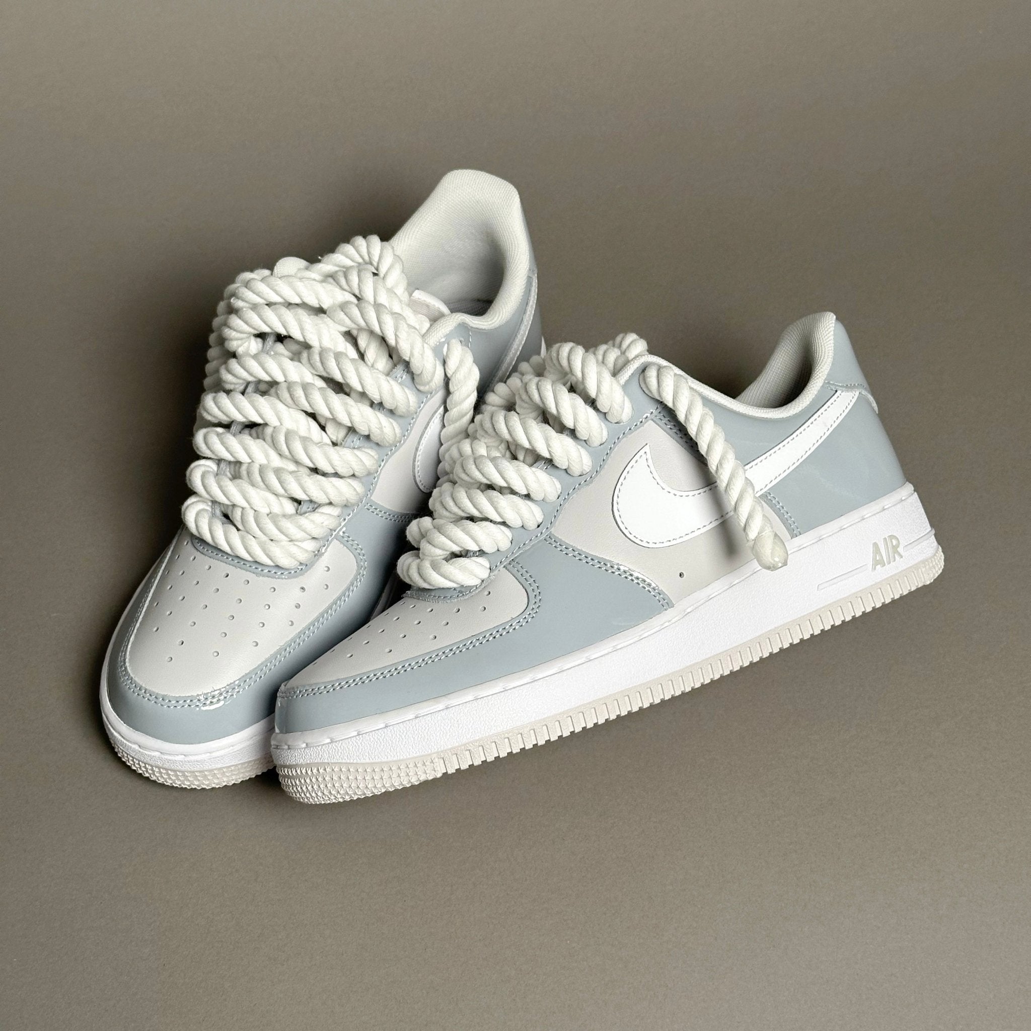 Nike Air Force 1 Patent Grey "Rope Laces White" V1 - EV8 Style