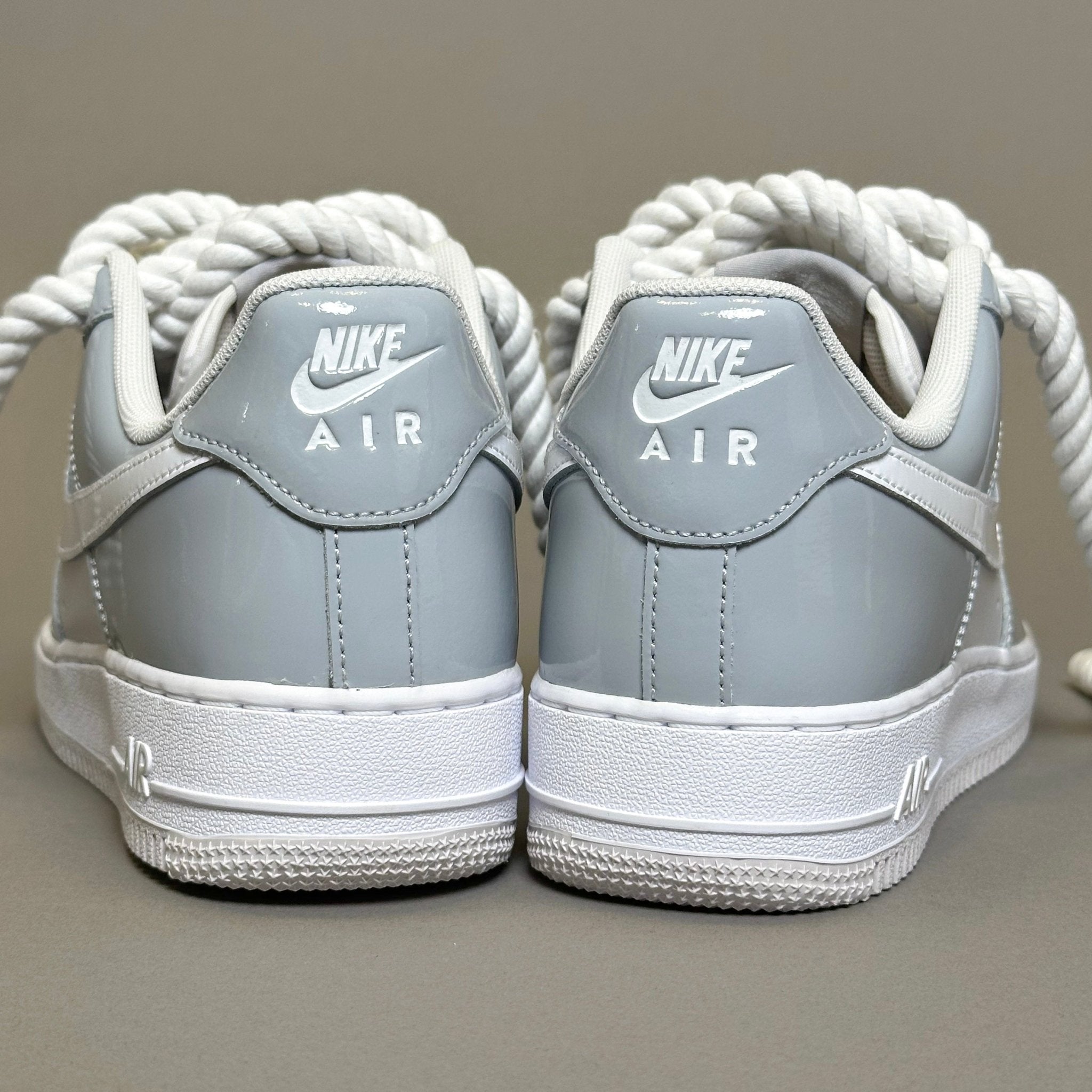Nike Air Force 1 Patent Grey Unc "Rope Laces White" V2 - EV8 Style