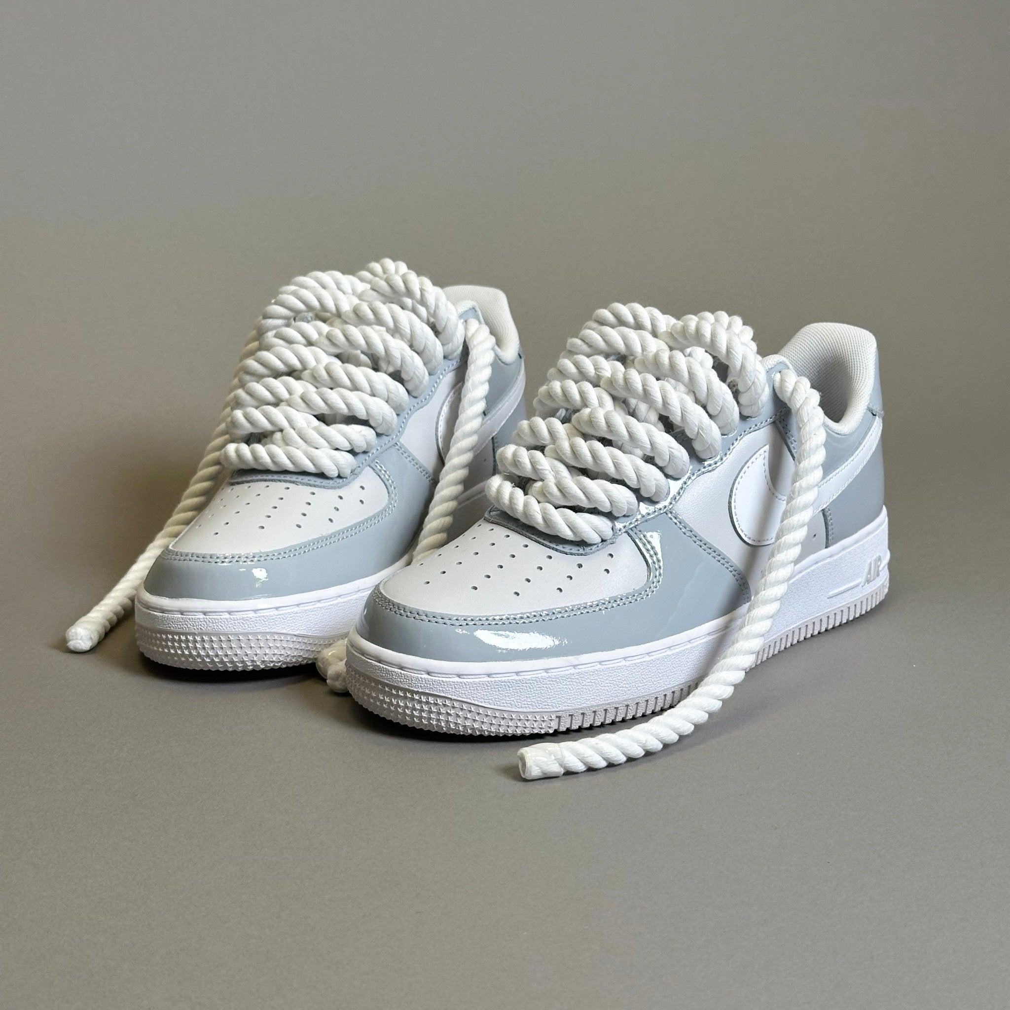 Nike Air Force 1 Patent Grey Unc "Rope Laces White" V2 - EV8 Style