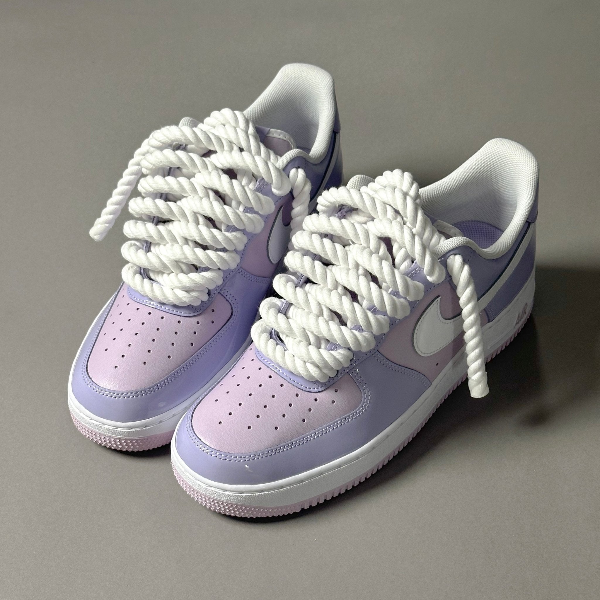 Nike Air Force 1 Patent Lavander "Rope Laces White" V1 - EV8 Style