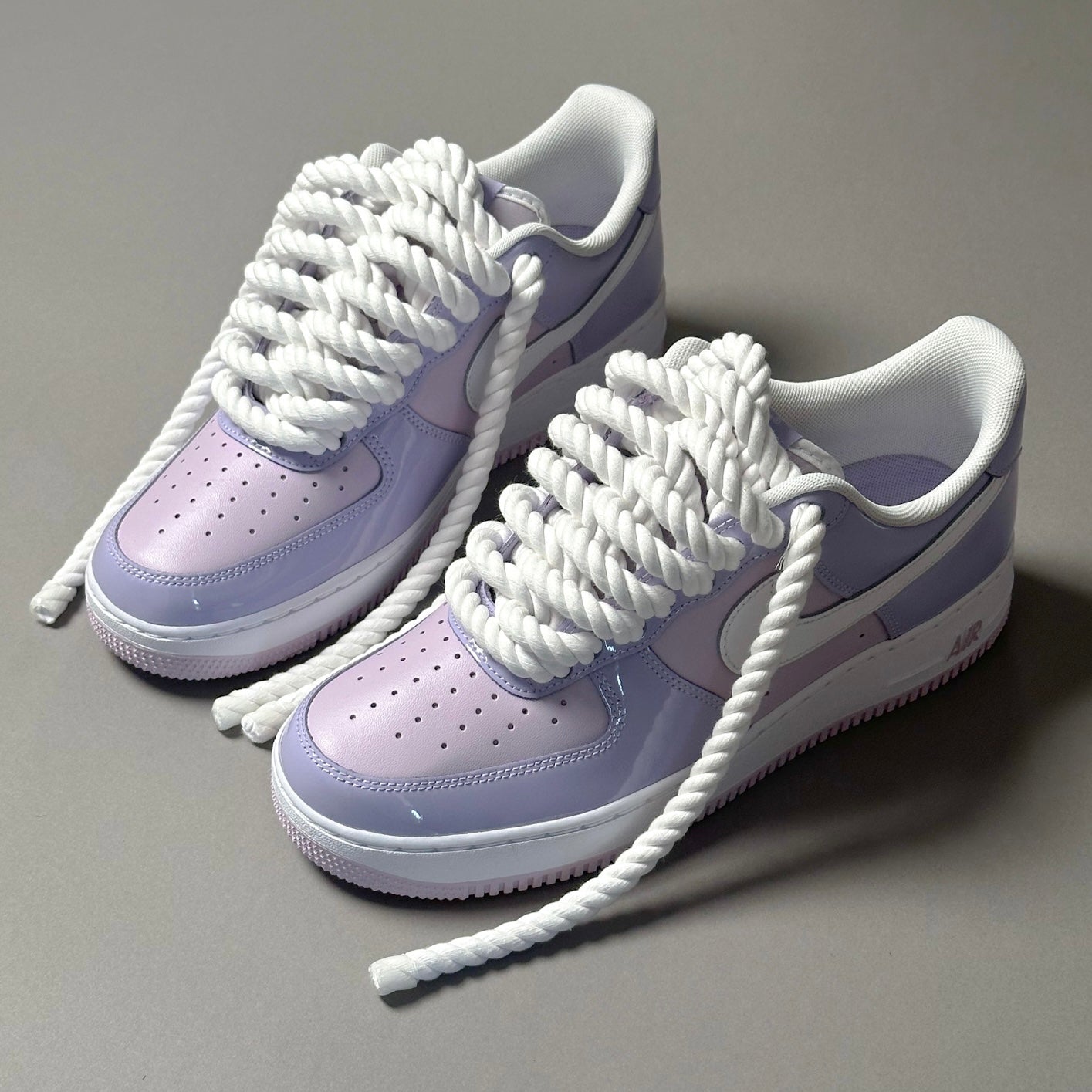 Nike Air Force 1 Patent Lavander "Rope Laces White" V2 - EV8 Style