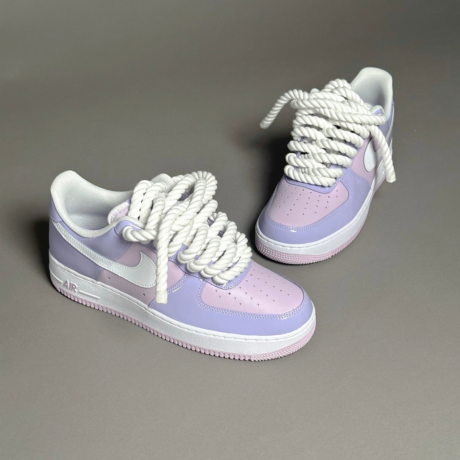 Nike Air Force 1 Patent Lavander "Rope Laces White" V2 - EV8 Style
