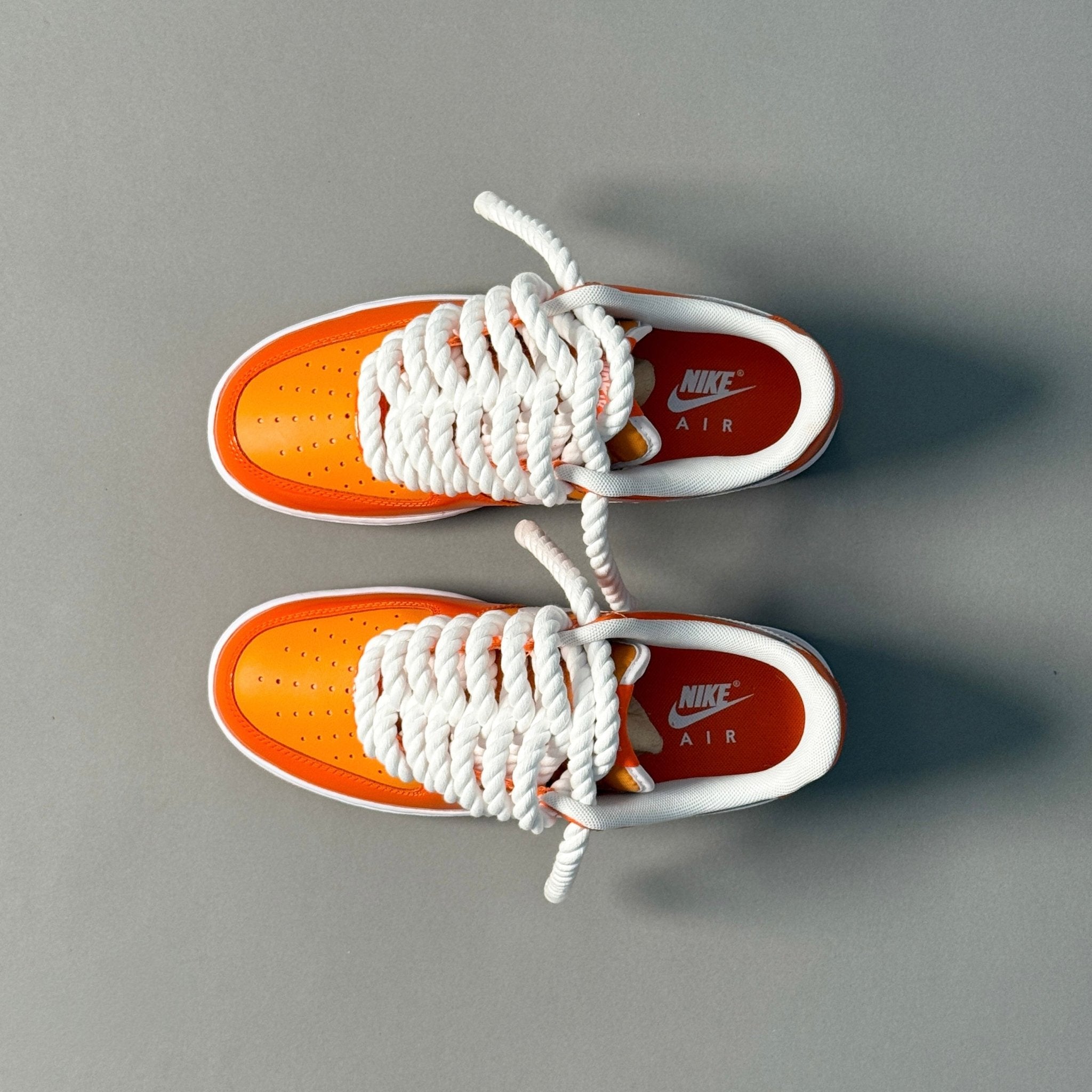 Nike Air Force 1 Patent Orange "Rope Laces" V1 - EV8 Style