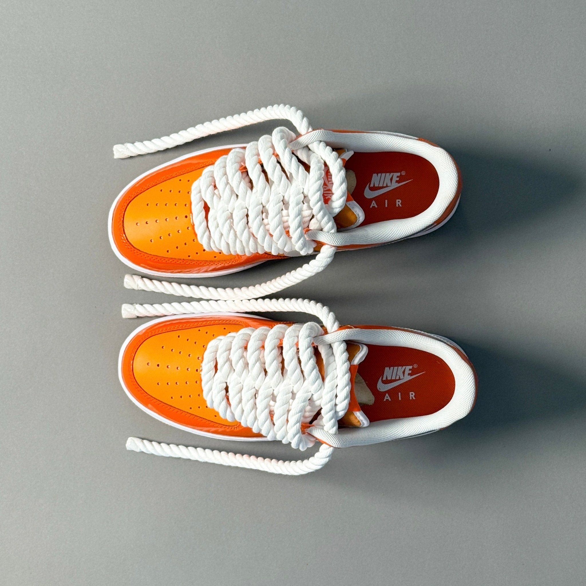 Nike Air Force 1 Patent Orange "Rope Laces" V2 - EV8 Style
