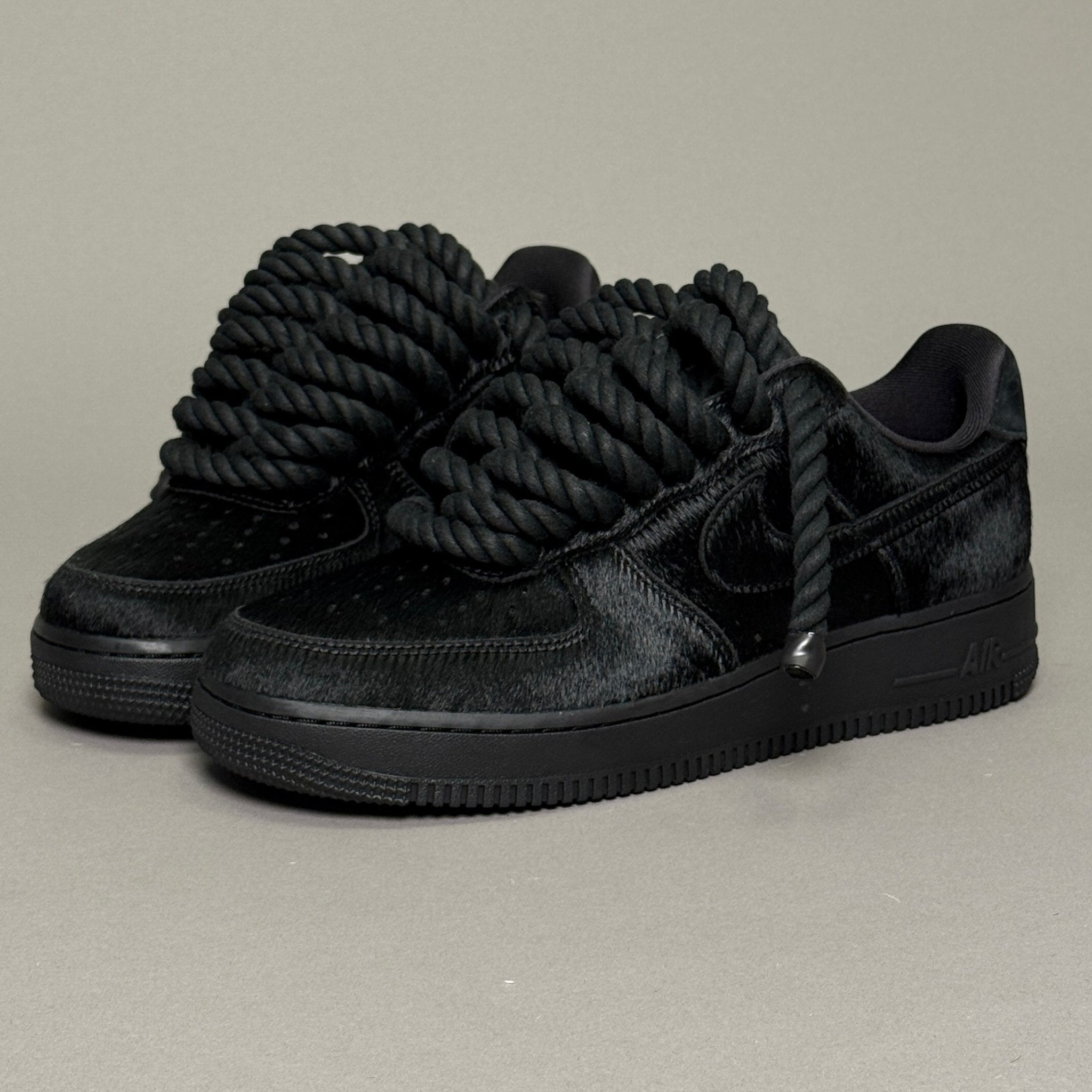 Nike Air Force 1 Pony Hair Black "Rope Laces" V1 - EV8 Style
