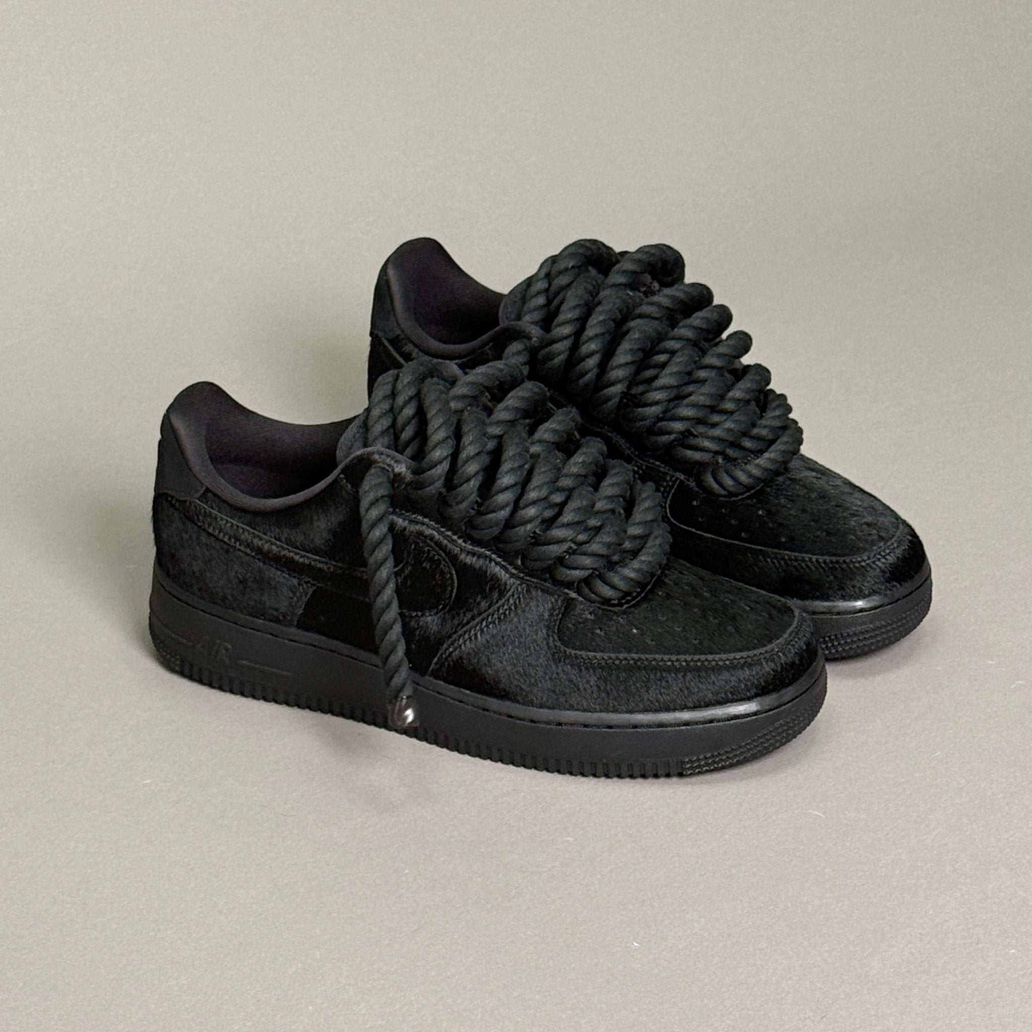 Nike Air Force 1 Pony Hair Black "Rope Laces" V1 - EV8 Style
