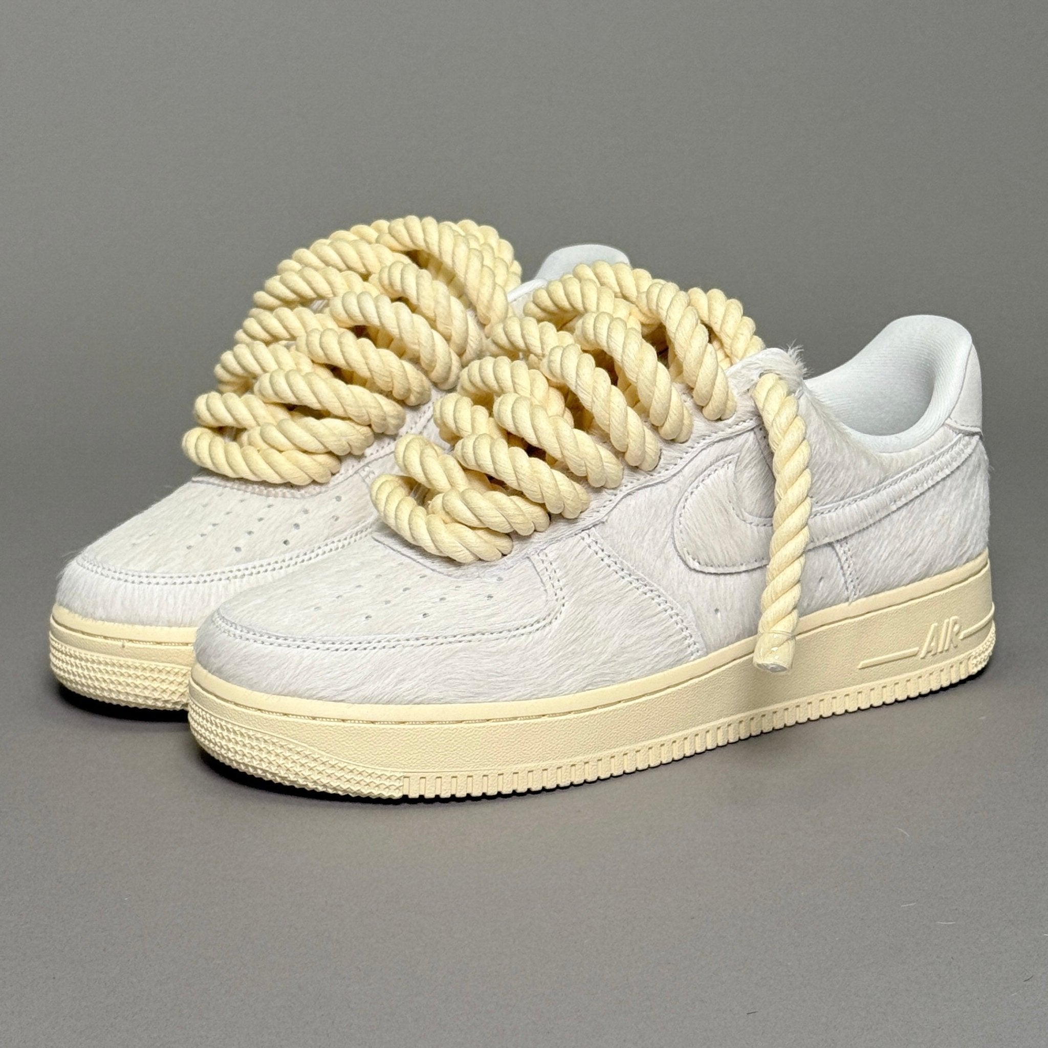 Nike Air Force 1 Pony Hair White "Rope Laces" V1 - EV8 Style