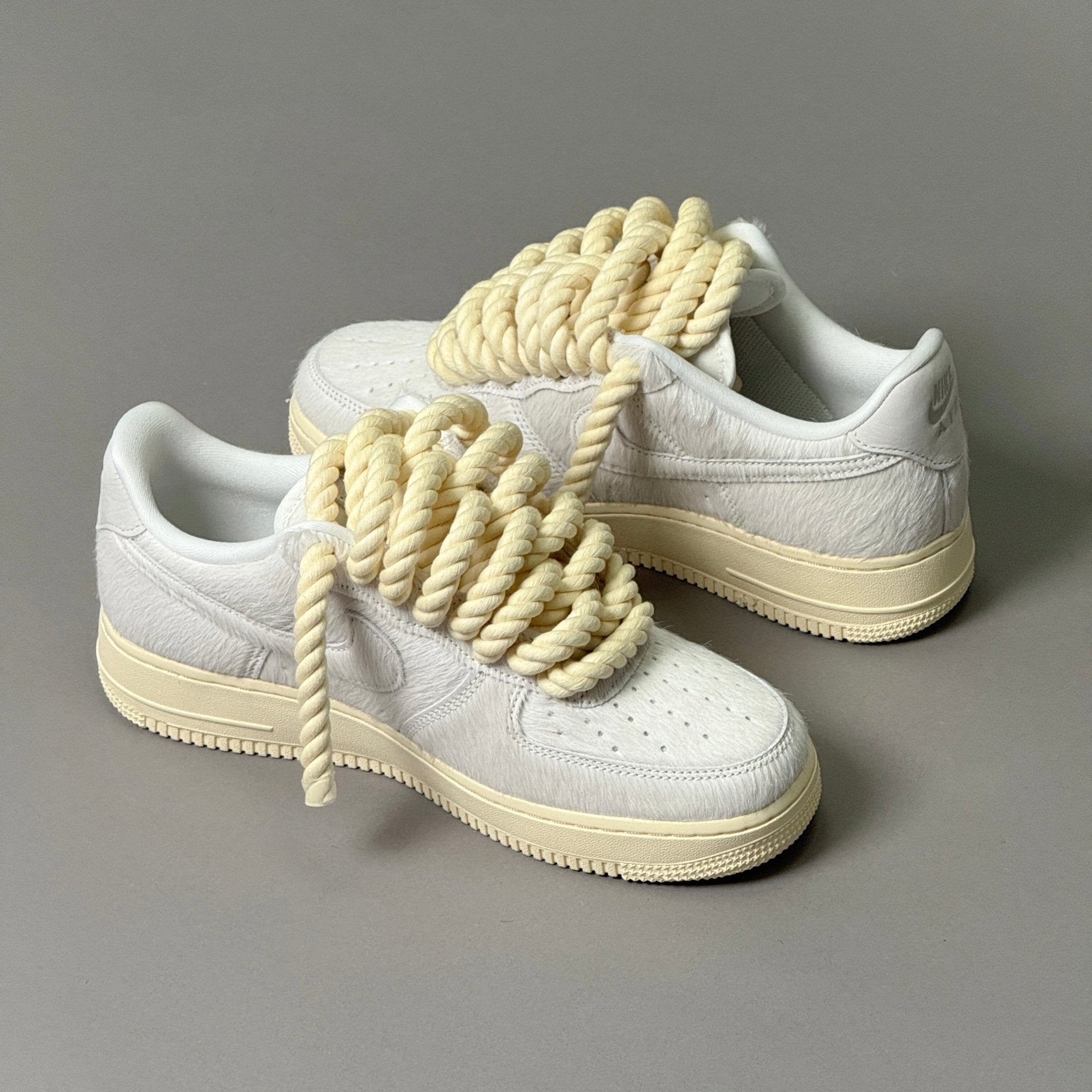 Nike Air Force 1 Pony Hair White "Rope Laces" V1 - EV8 Style