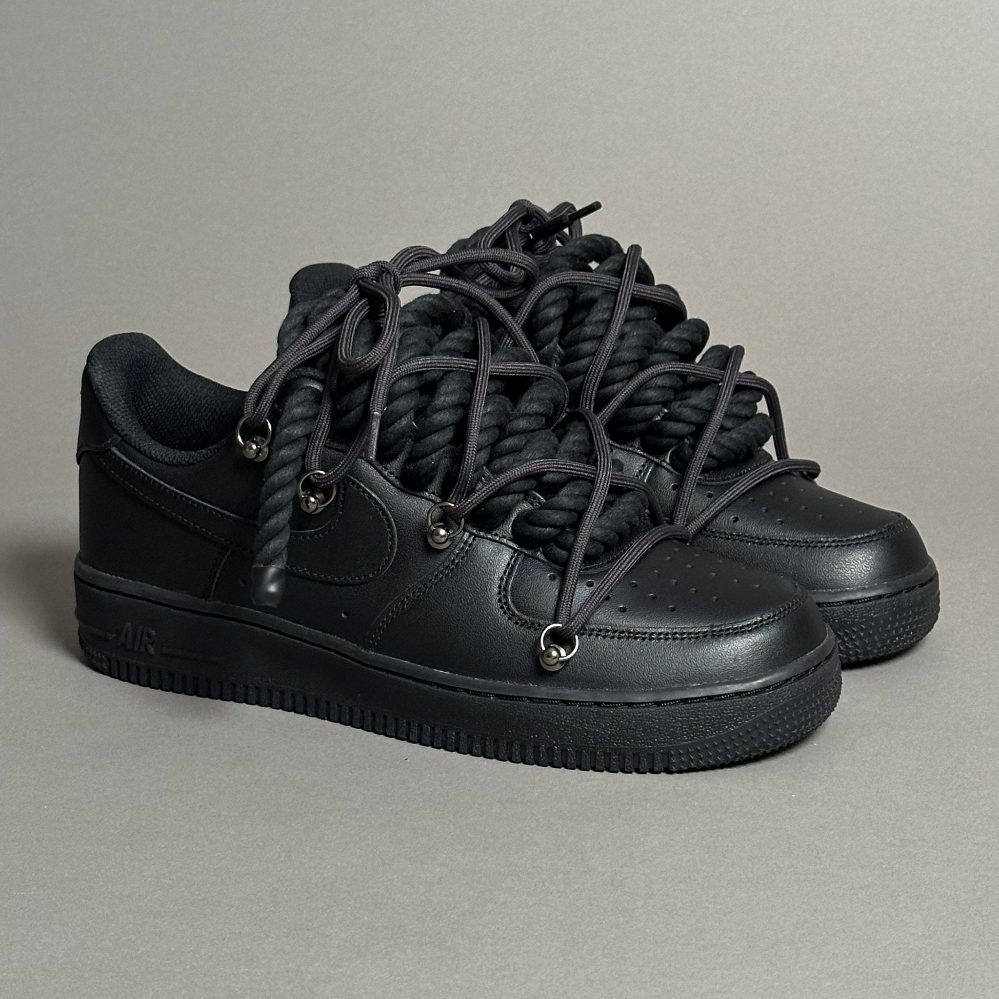 Nike Air Force 1 “Rope Laces Black” Triple Black V1 - EV8 Style