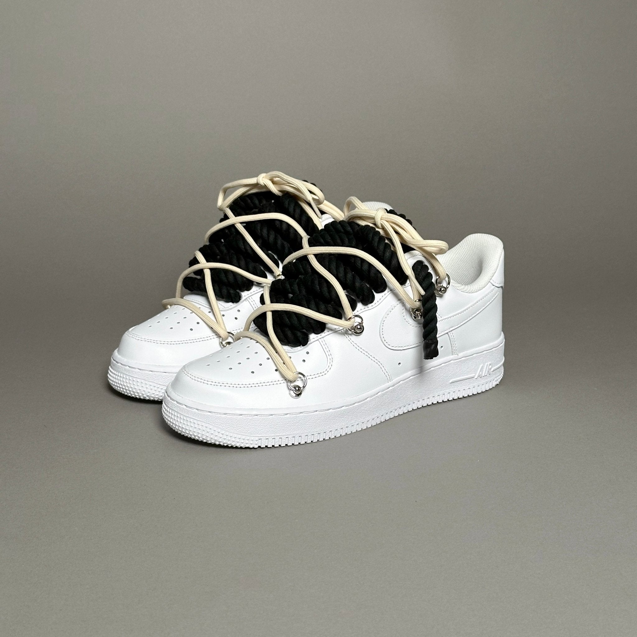Nike Air Force 1 “Rope Laces Black” Triple Cream - EV8 Style