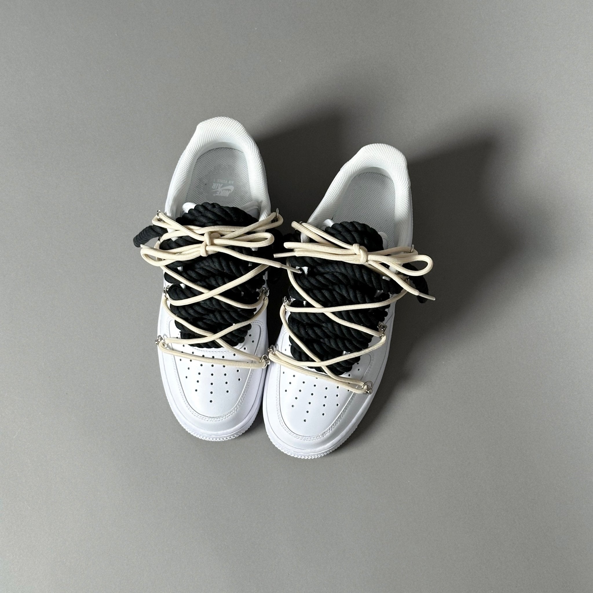 Nike Air Force 1 “Rope Laces Black” Triple Cream - EV8 Style