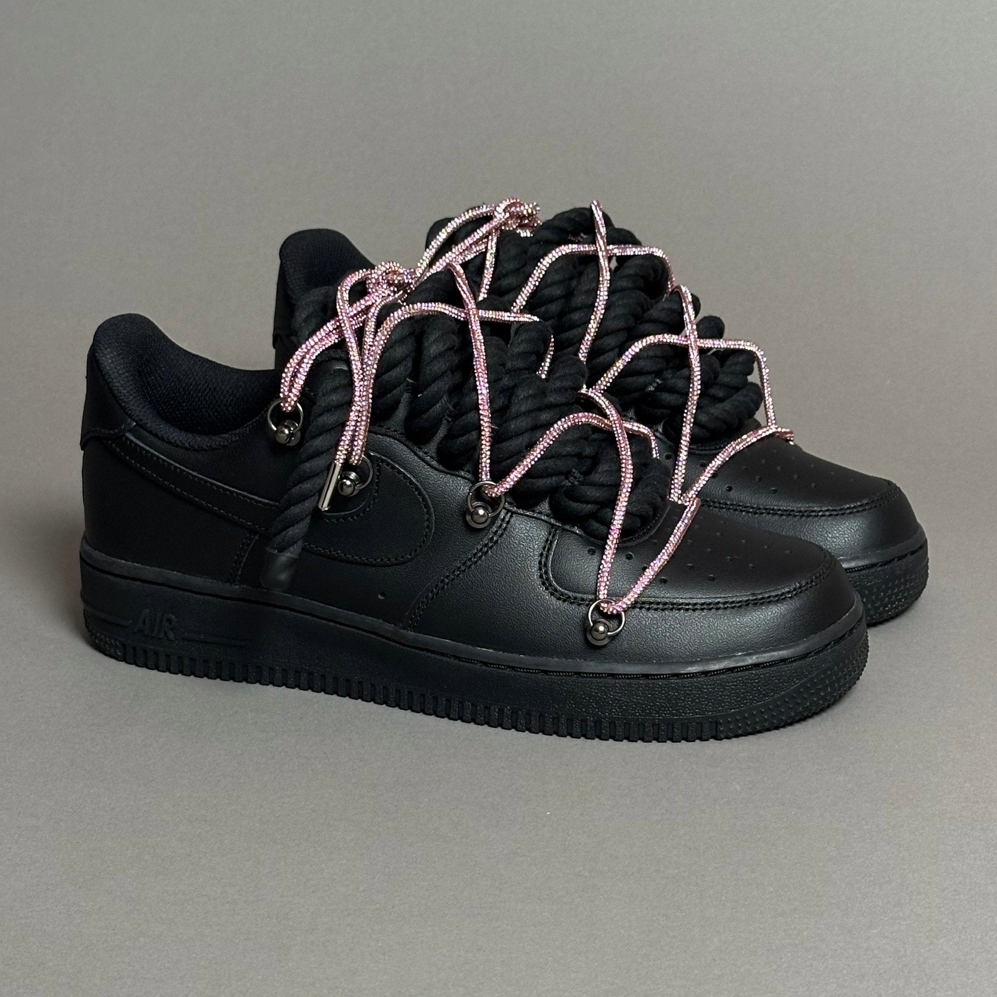 Nike Air Force 1 “Rope Laces Black" Triple Swarovski Pink V1 - EV8 Style