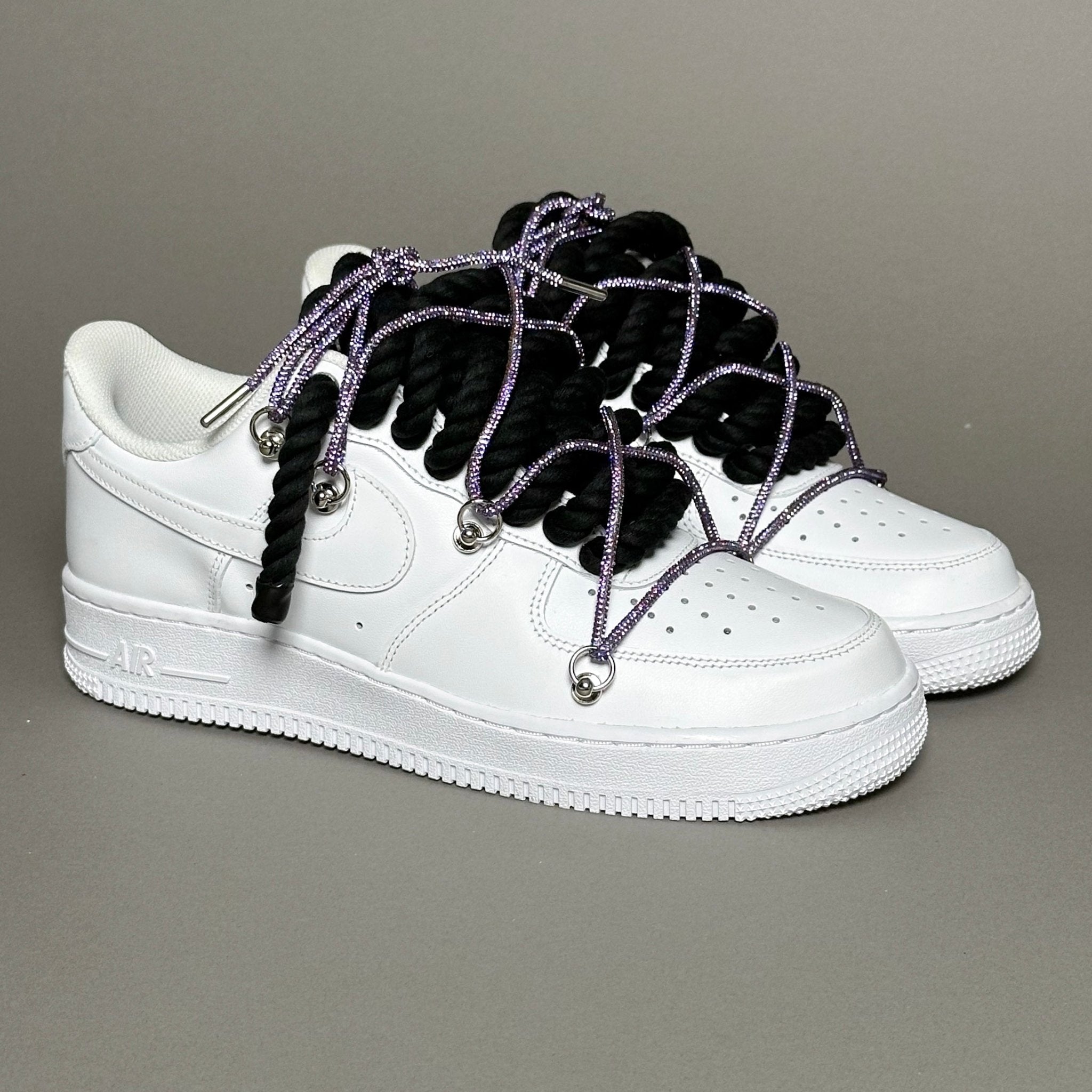 Nike Air Force 1 "Rope Laces Black" Triple Swarovski Purple - EV8 Style