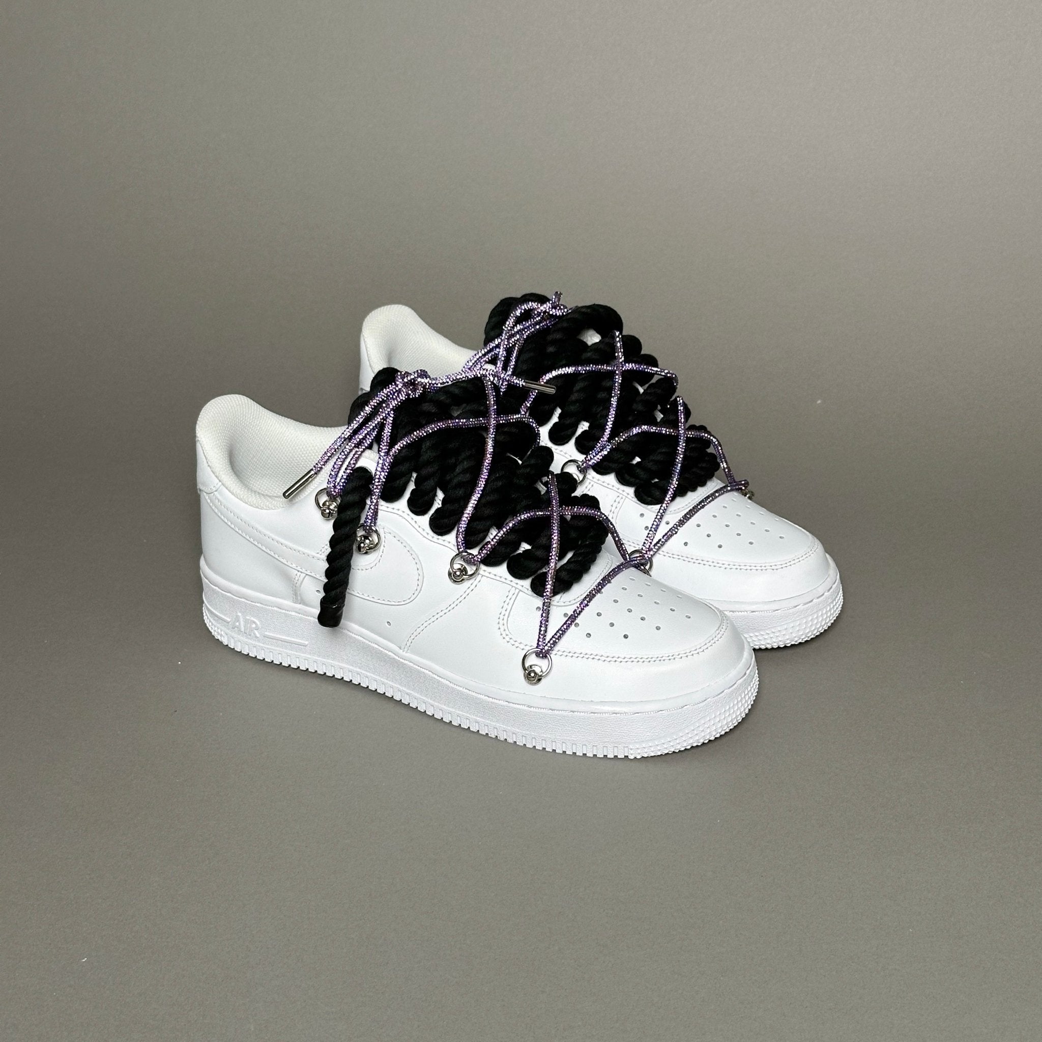Nike Air Force 1 "Rope Laces Black" Triple Swarovski Purple - EV8 Style