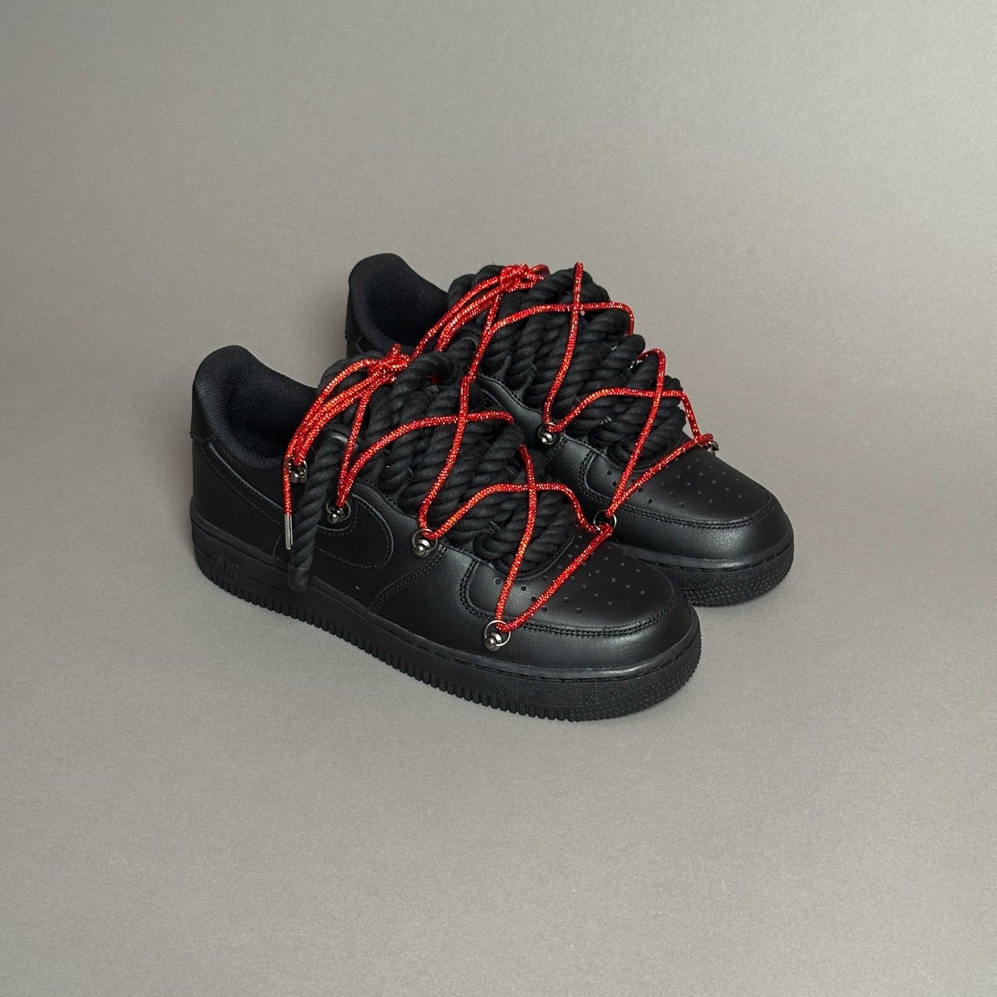 Nike Air Force 1 “Rope Laces Black" Triple Swarovski Red V1 - EV8 Style